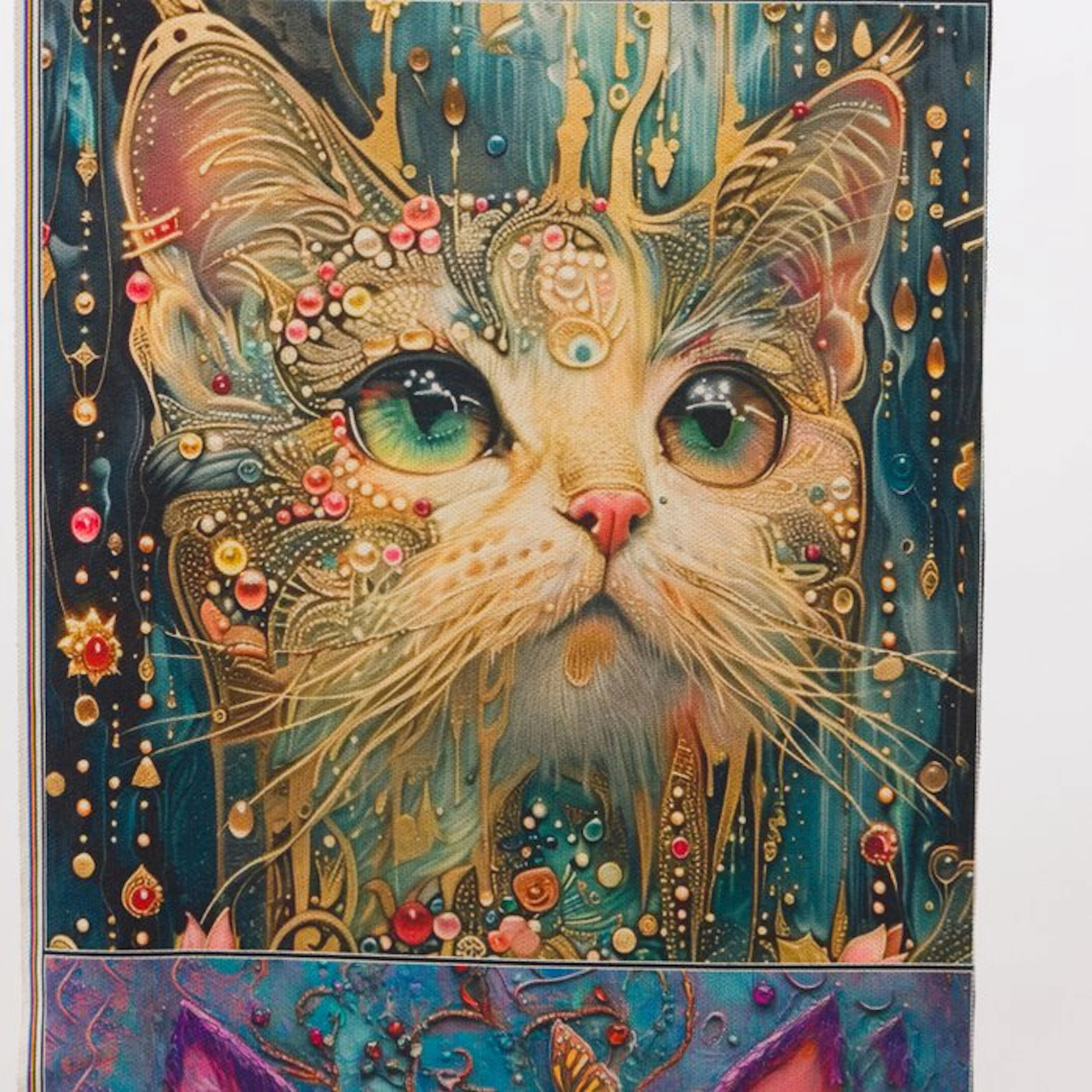 AA178 - Decorative fabric with 4 dreamlike cats in a...