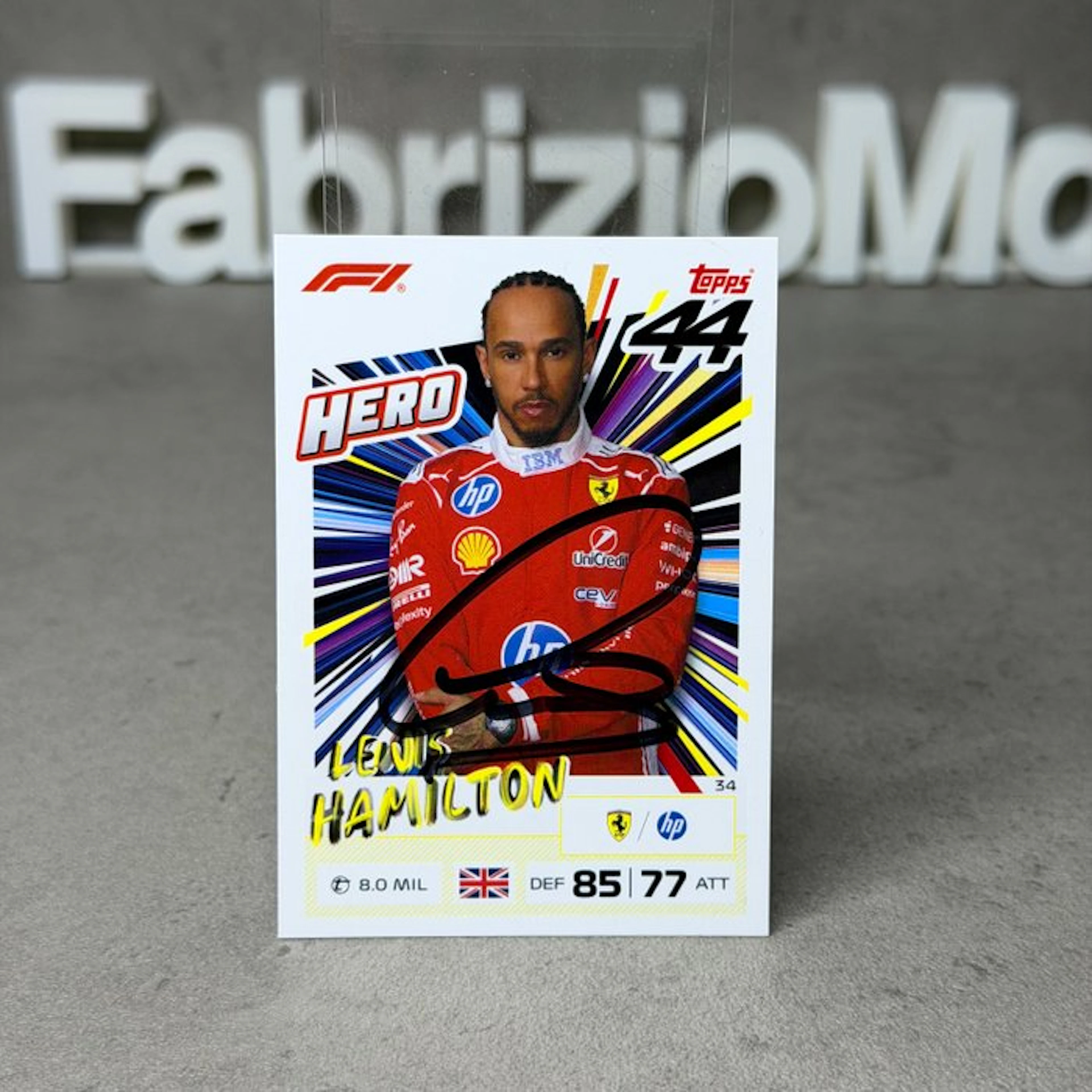 Ferrari - Topps 34 Hero Lewis Hamilton Signed - Lewis...