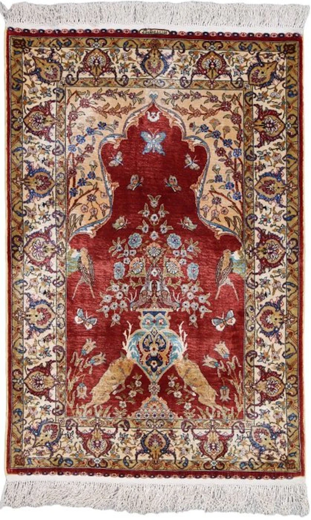Silk Hereke Carpet with Mehrab Design - Pure Luxury ~1 Mio