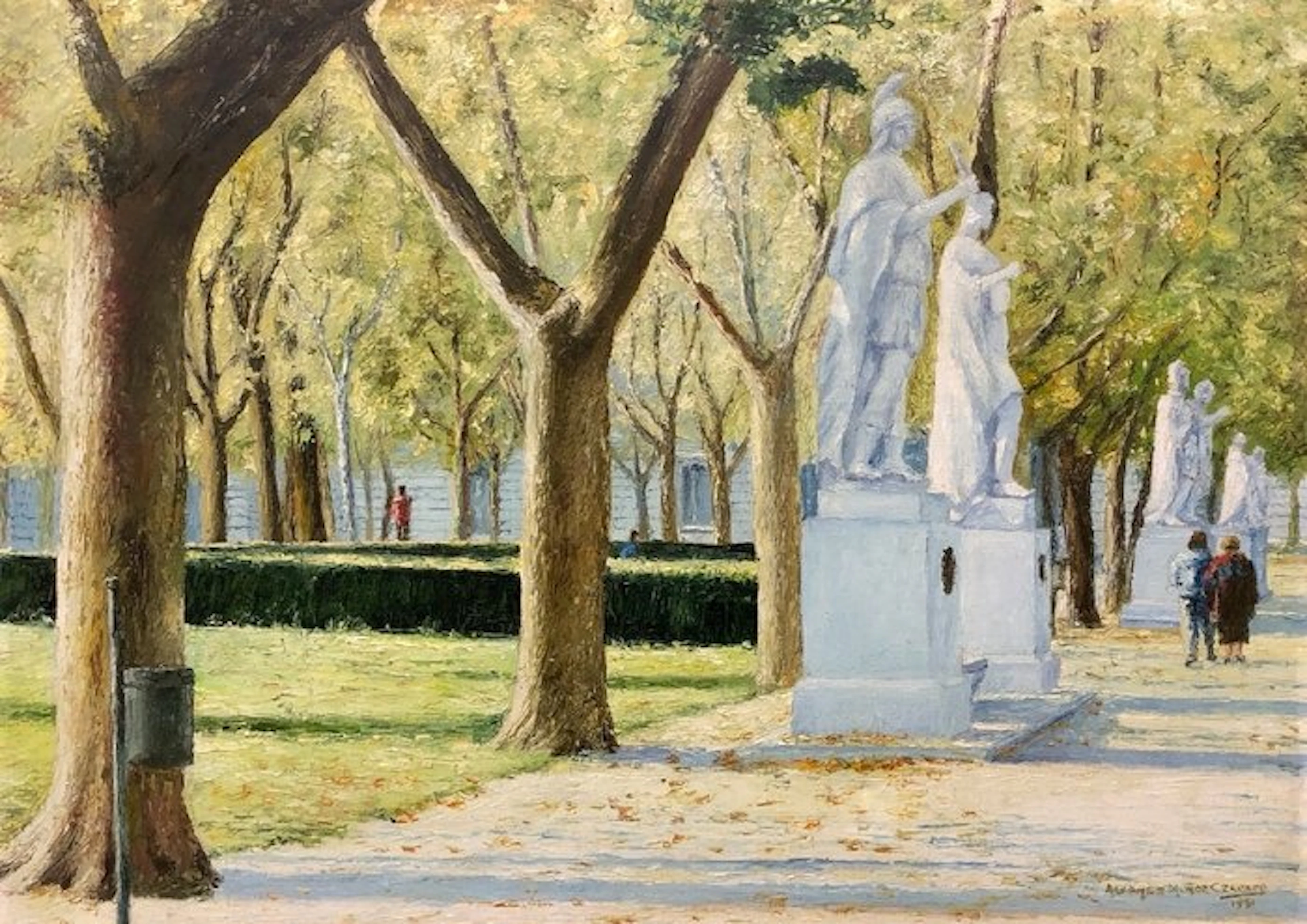 Spanish School (XX) - Madrid: An Auturmn Morning at Plaza de Oriente
