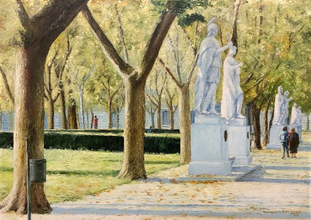 Spanish School (XX) - Madrid: An Auturmn Morning at Plaza de Oriente