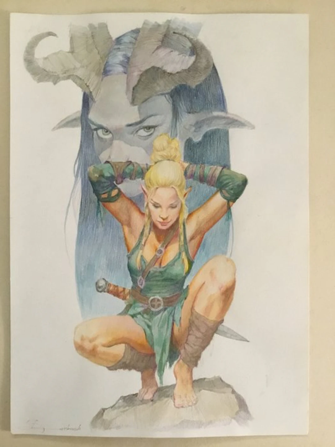 Lombardo, Spartaco - Original colour drawing - Forza e Astuzia