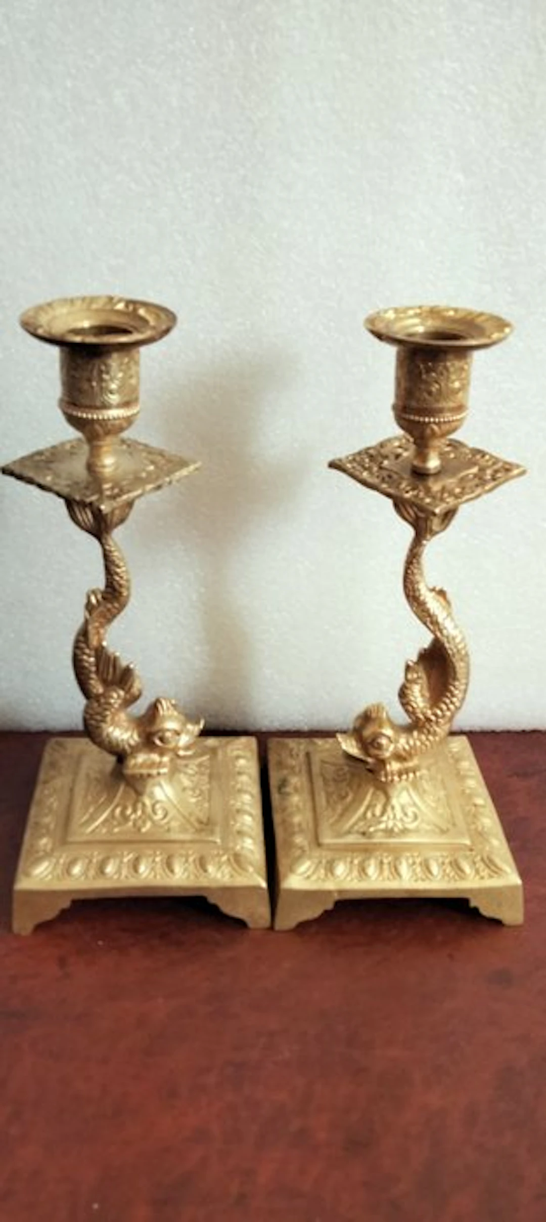 Candlestick Gilded bronze fish