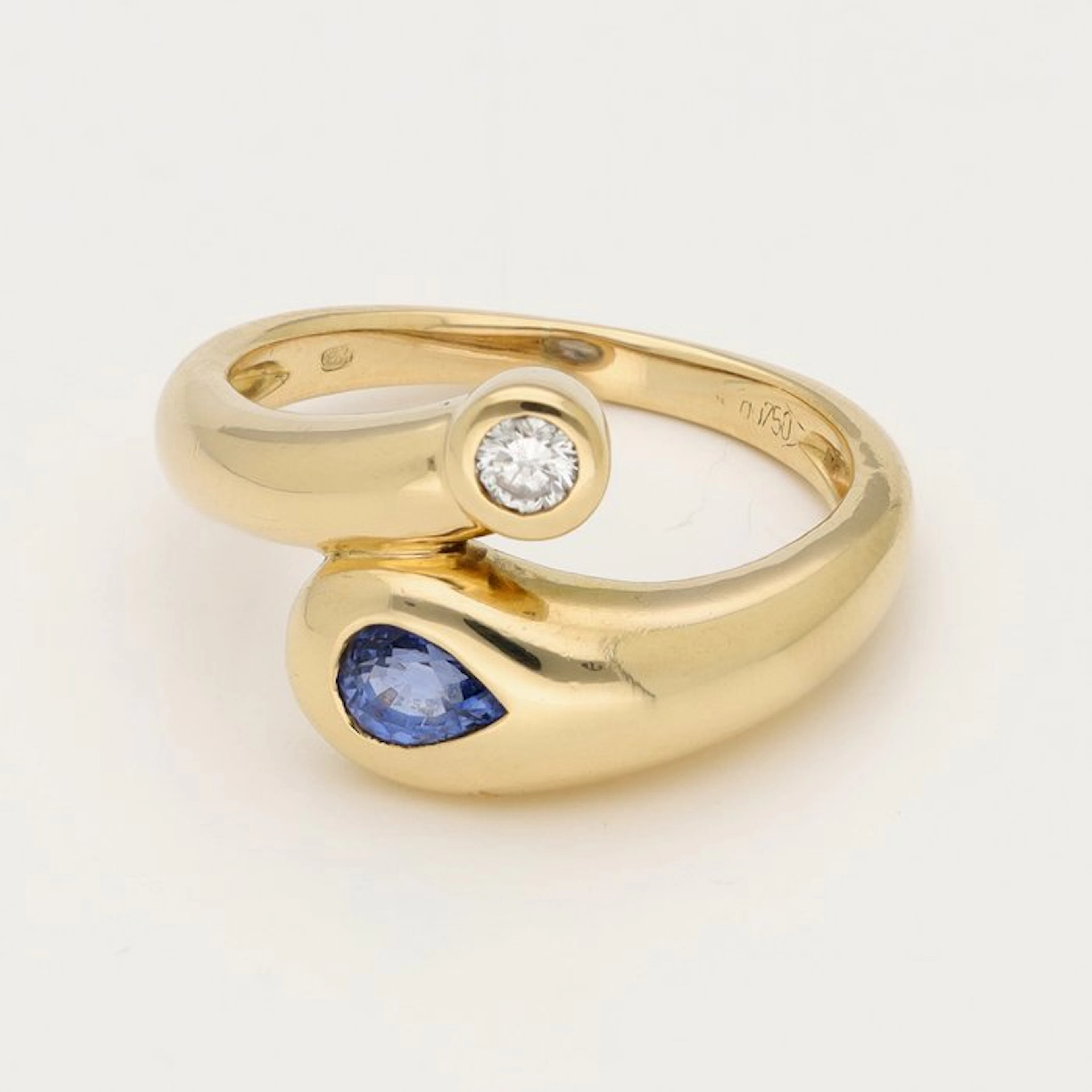 Ring - 18 kt. Yellow gold Sapphire - Diamond