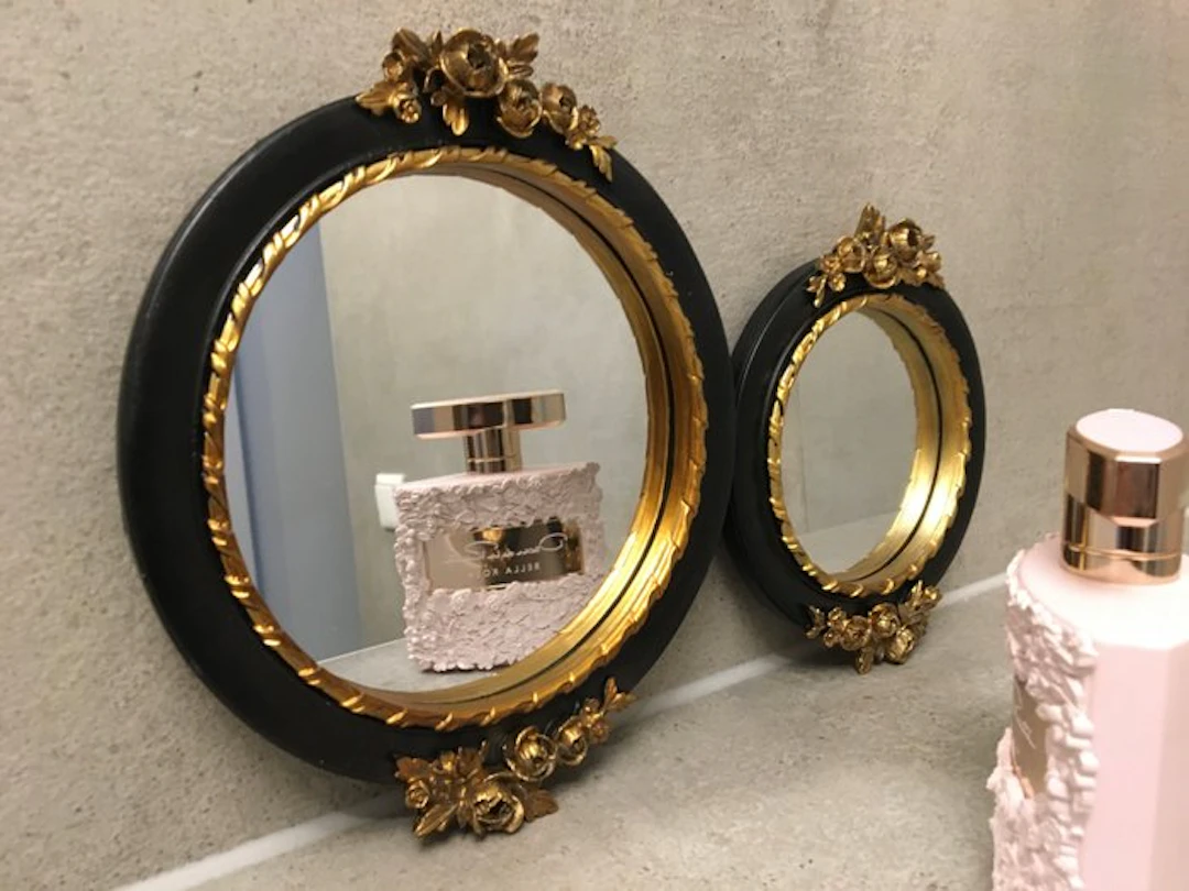 Mirror (2) - Glass, Resin - French rose mirrors