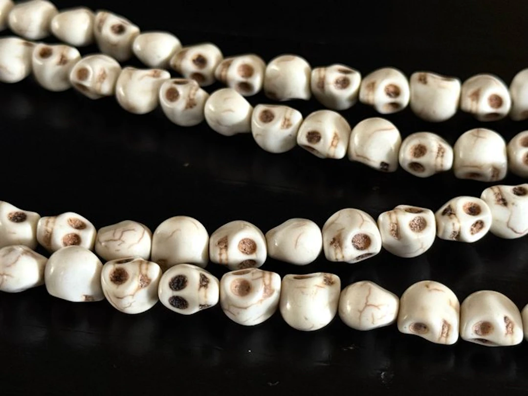 Hand Carved Skull Beads necklace - Yak bone - Kali Skull Mala