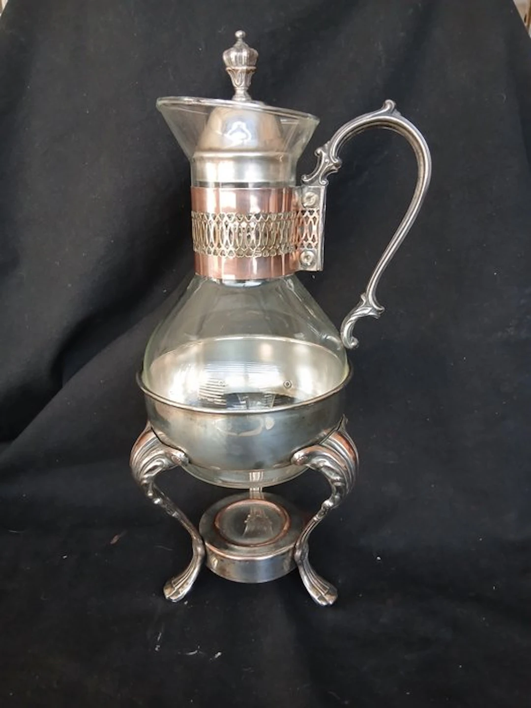Tea bowl - Glass, Copper, Silverplated - silvered coffee/tea
