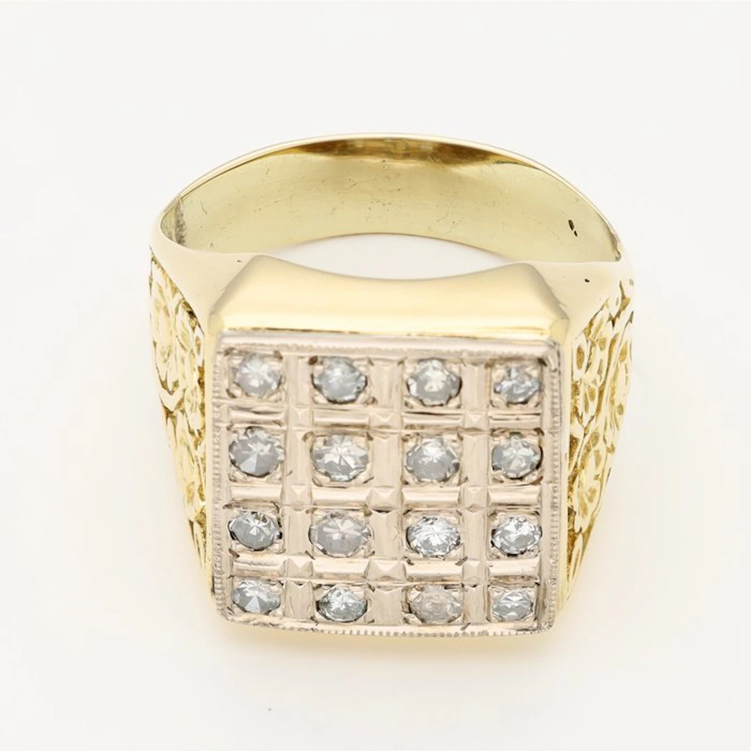 Ring - 14 kt. Yellow gold, White gold Diamond (Natural)