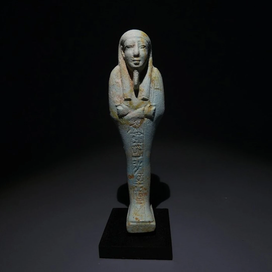 Ancient Egyptian Faience Shabti or Ushabti for Nanefer-senebek
