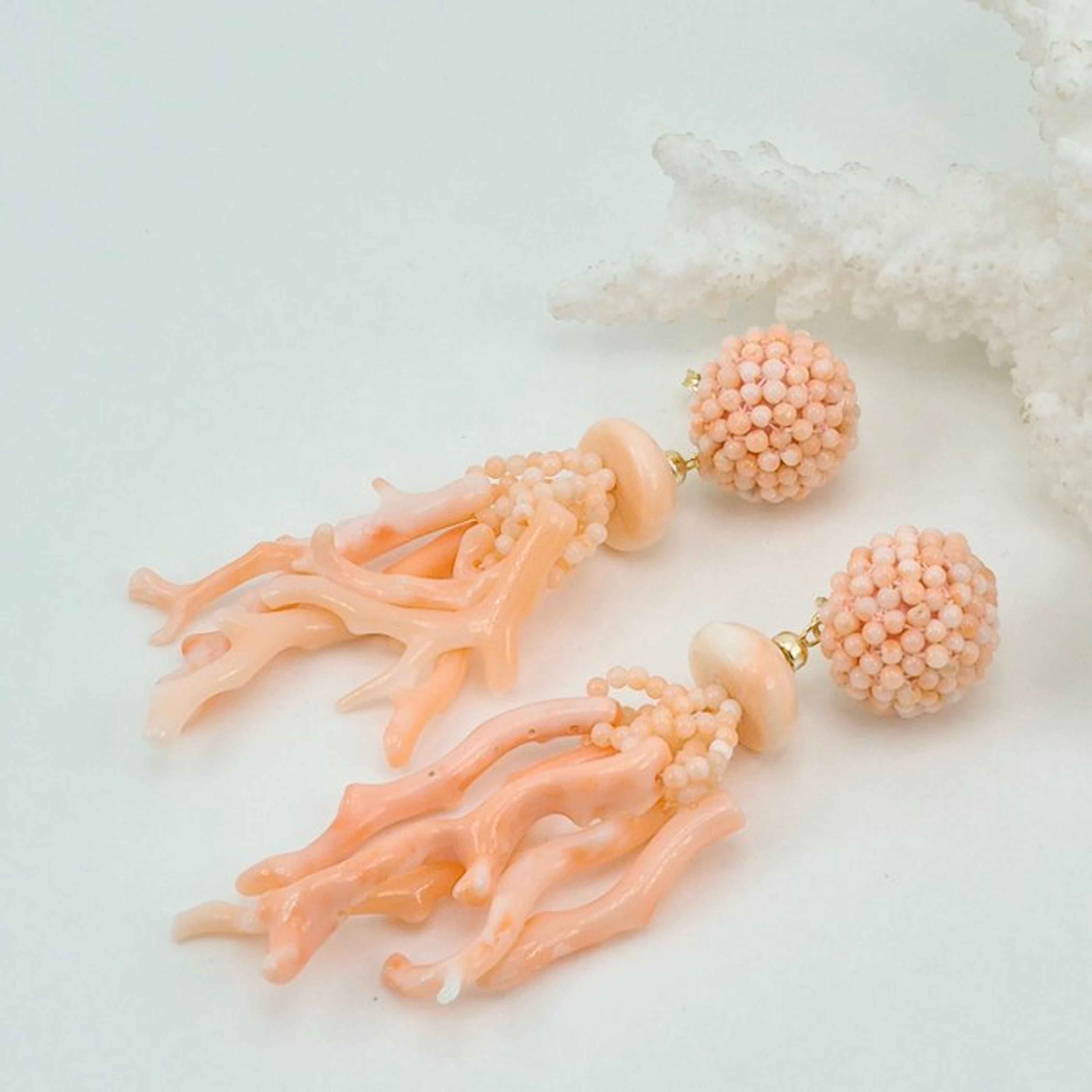 Coral - Silver, Gold-plated - Earrings - PINK CORAL