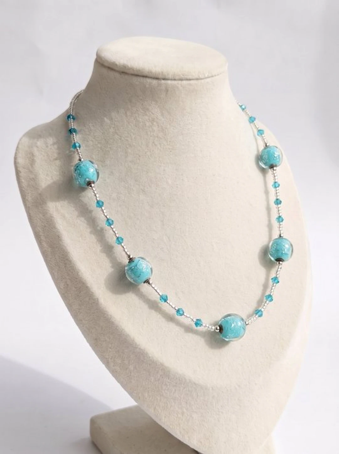 Murano glass, submerged silver - Necklace - Princess Turchese