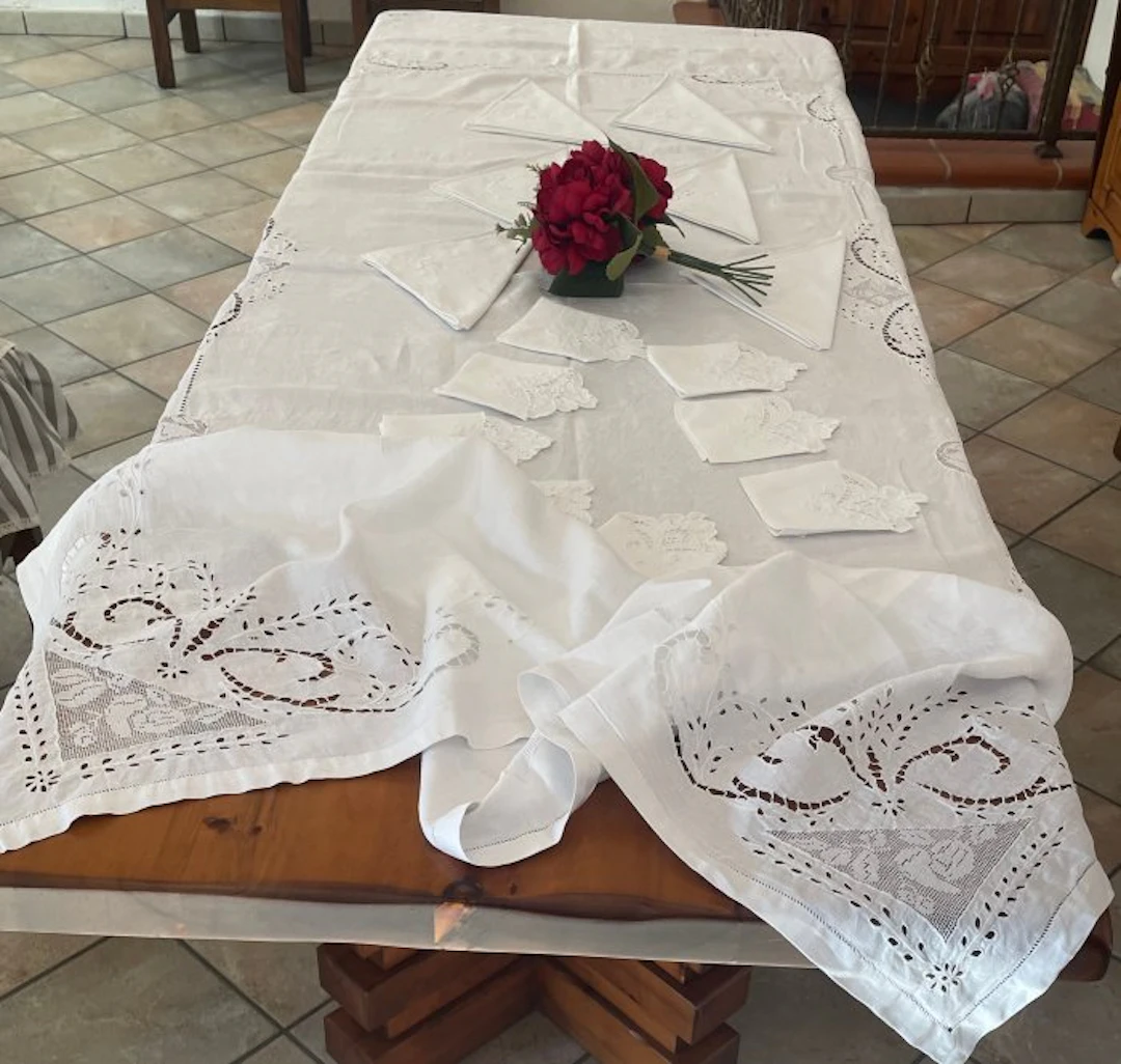 Lavorazione Jacquard a motivi floreali - Tablecloth (15)...