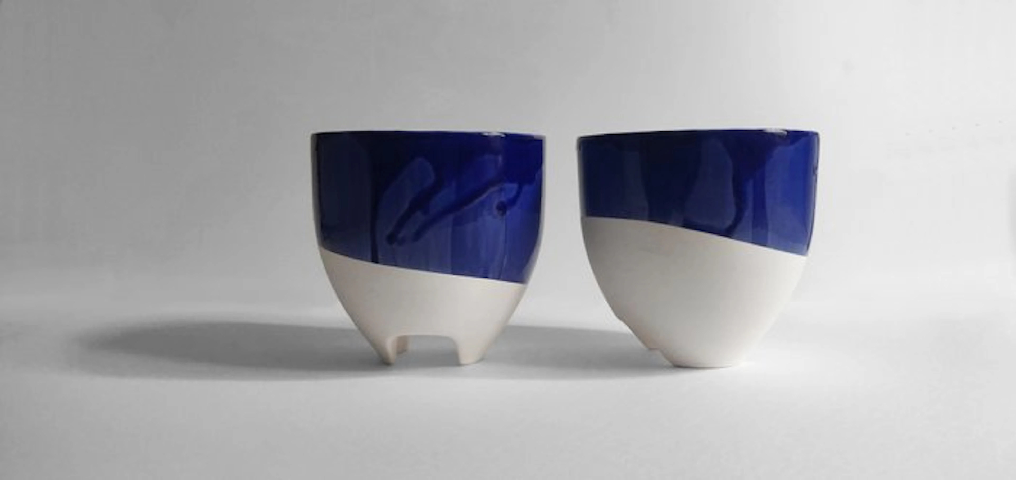 Clémence Birot - Bowl (2) - Biscuit porcelain - Geta - Set of two pots