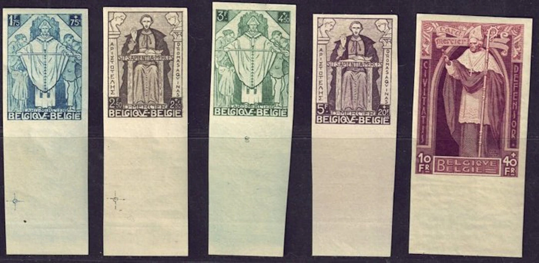 Belgium 1932 - Imperforate Cardinal Mercier series from 1.75F