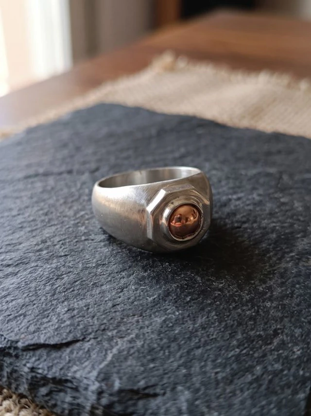 18 kt. - Silver, Rose gold - Ring - Handmade in Italy