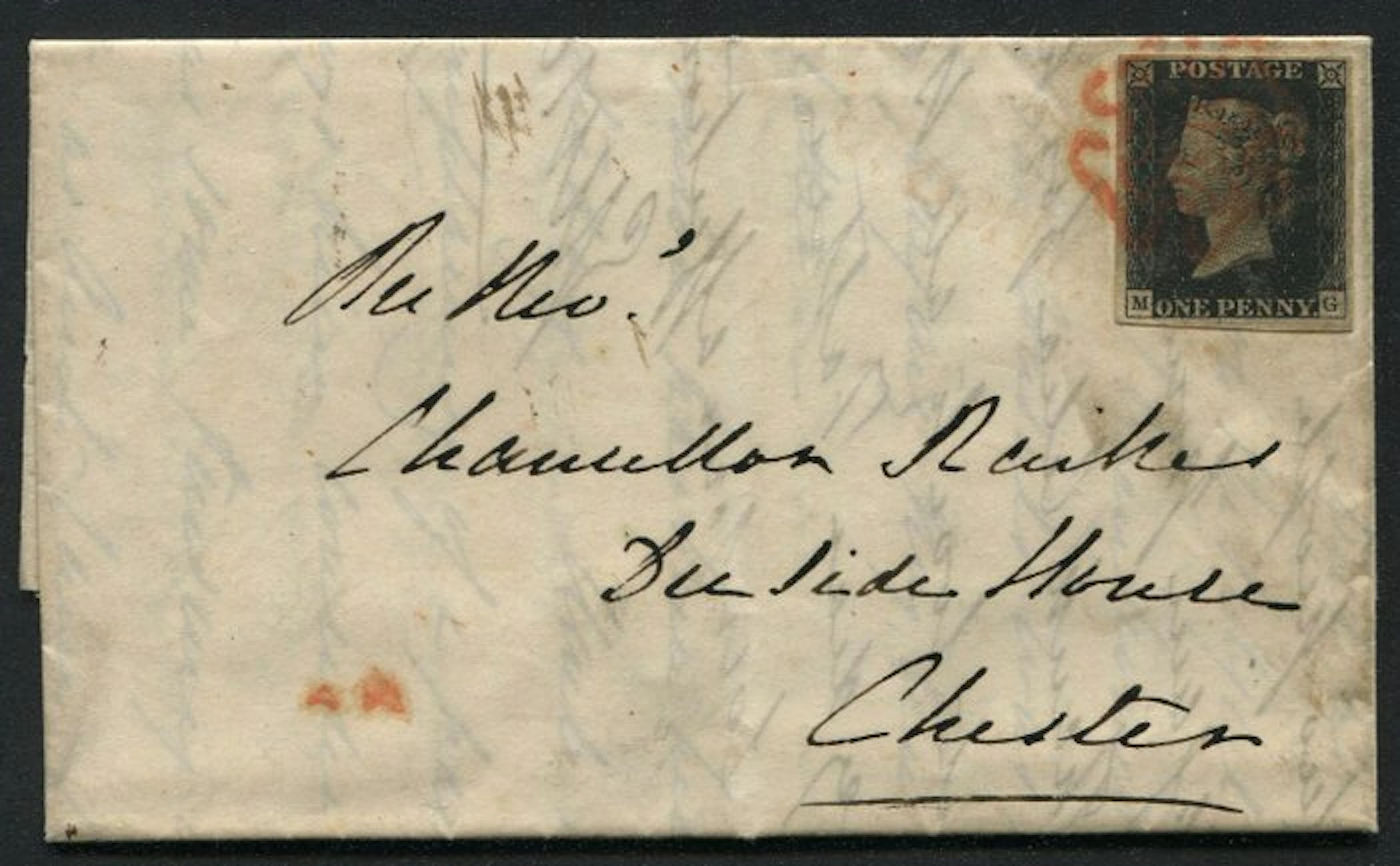 Great Britain 1840 - Penny black on complete letter