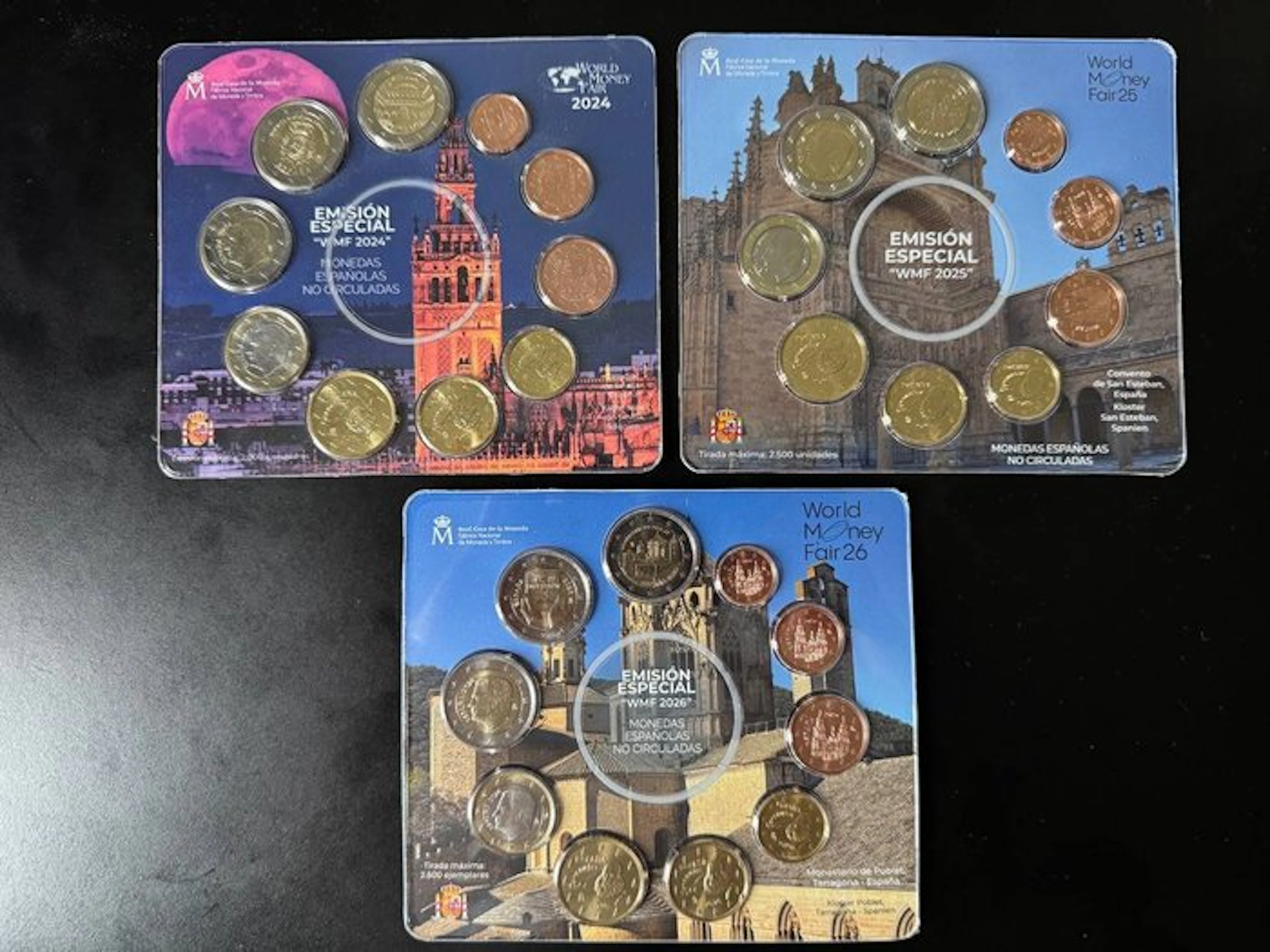 Spain. Year Set (BU) 2024/2026, World Money Fair, 3 x sets (No reserve price)