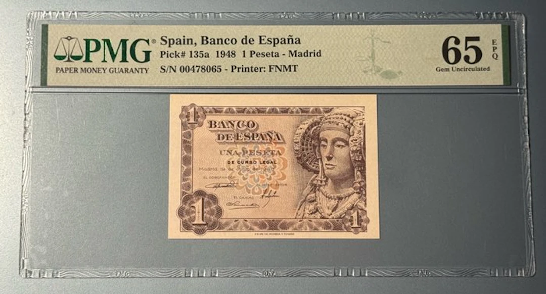 Spain. - 1 Peseta 1948 - Pick 135a (No reserve price)