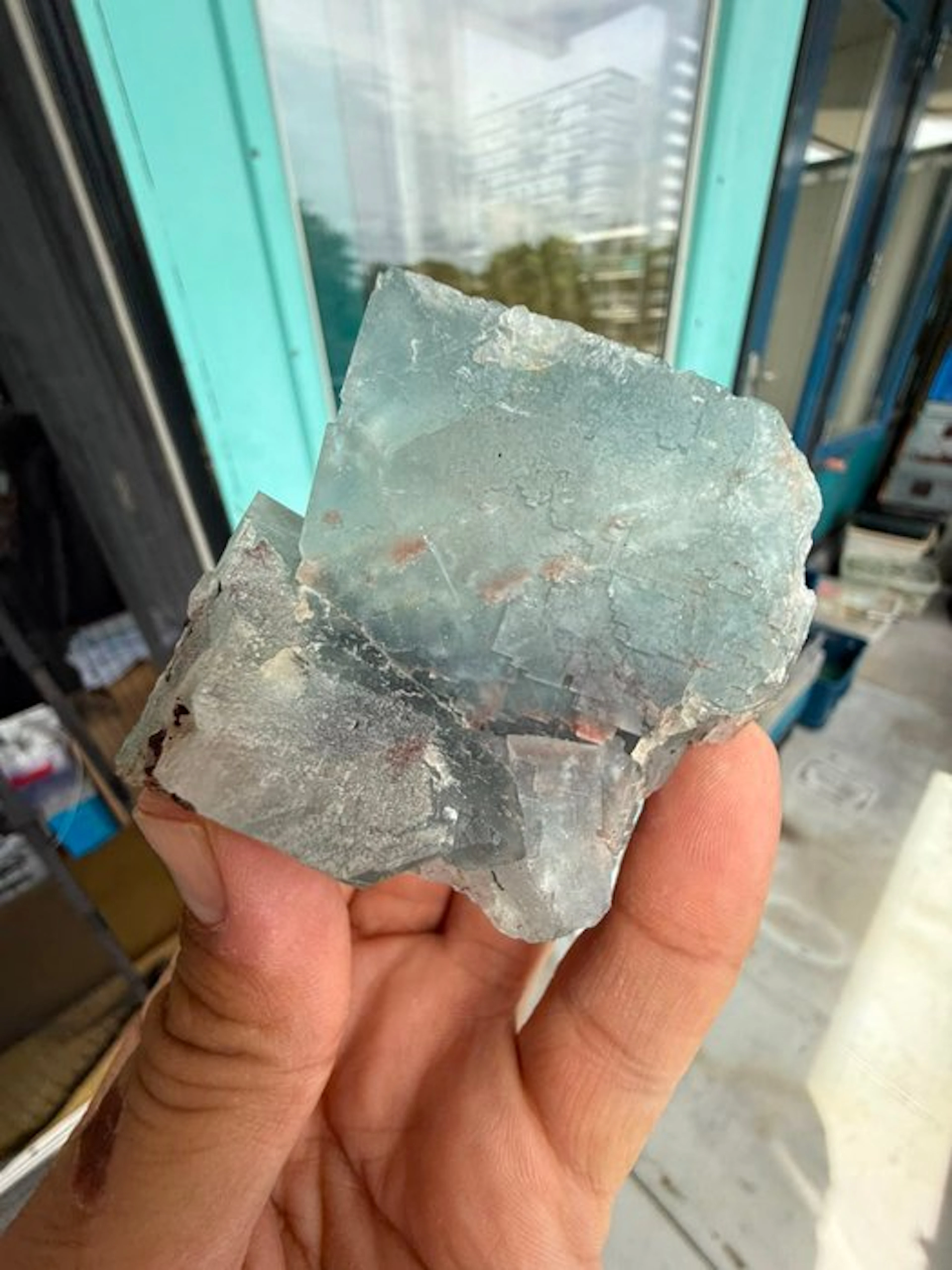 Large Blue Cubic Fluorite Crystal Specimen- 276 g - (1)