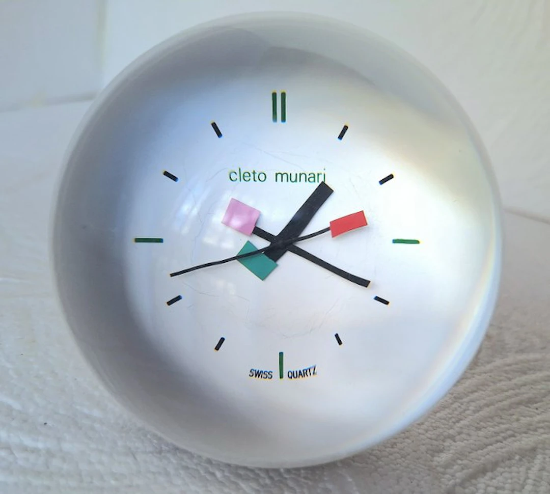 Desk clock - Cleto Munari Italian design Glass, Metal - 1980-1990