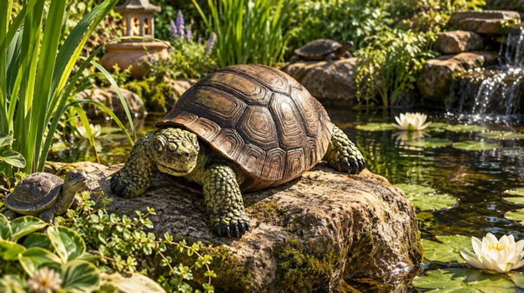 Statue, schildpad voor huis of tuin - 13 cm - resin