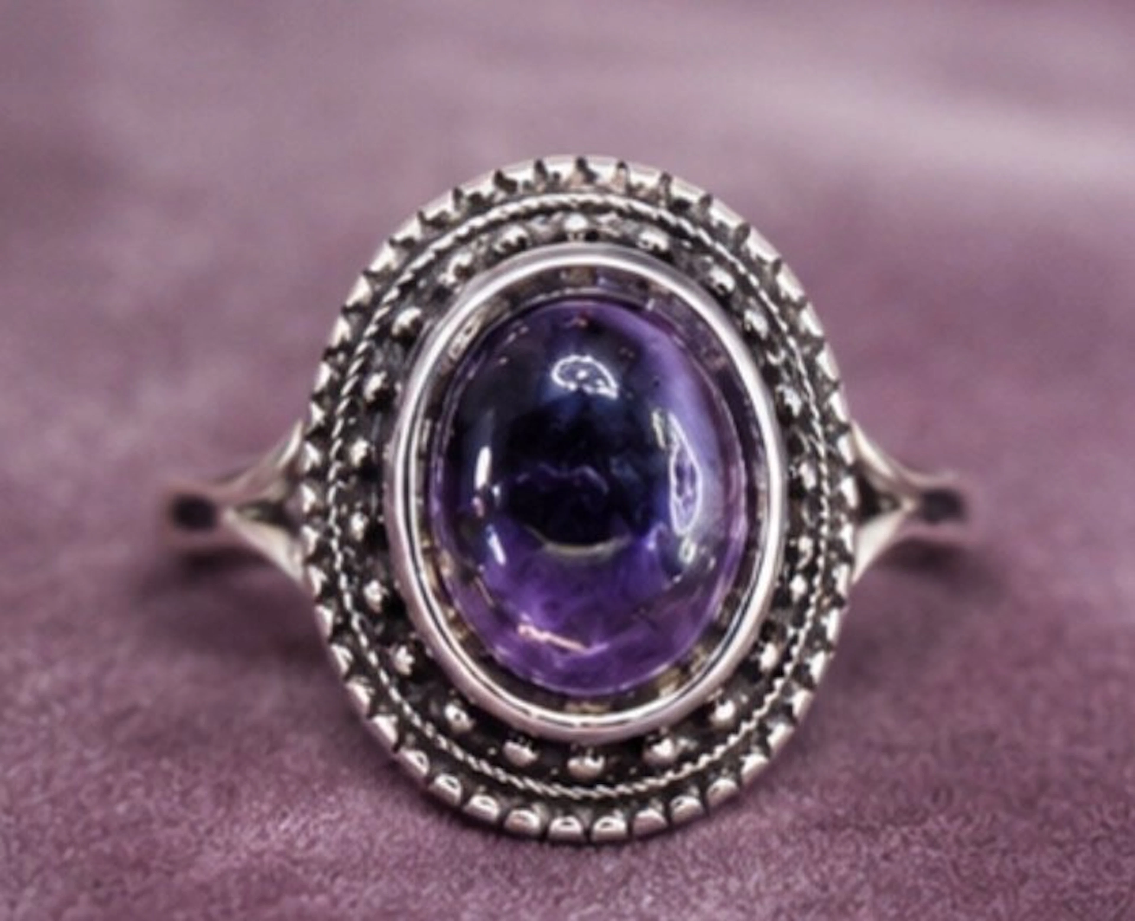 Vintage French Sterling Silver 925 Amethyst Ring 4 Gr - Ring