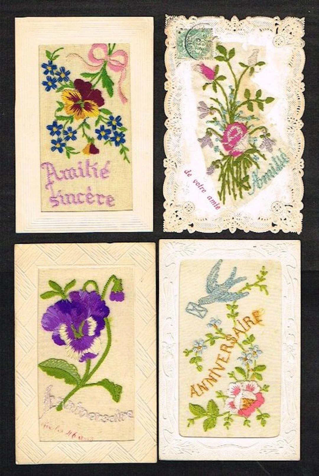 Various greetings — Very nice set of 54 embroidered cards...