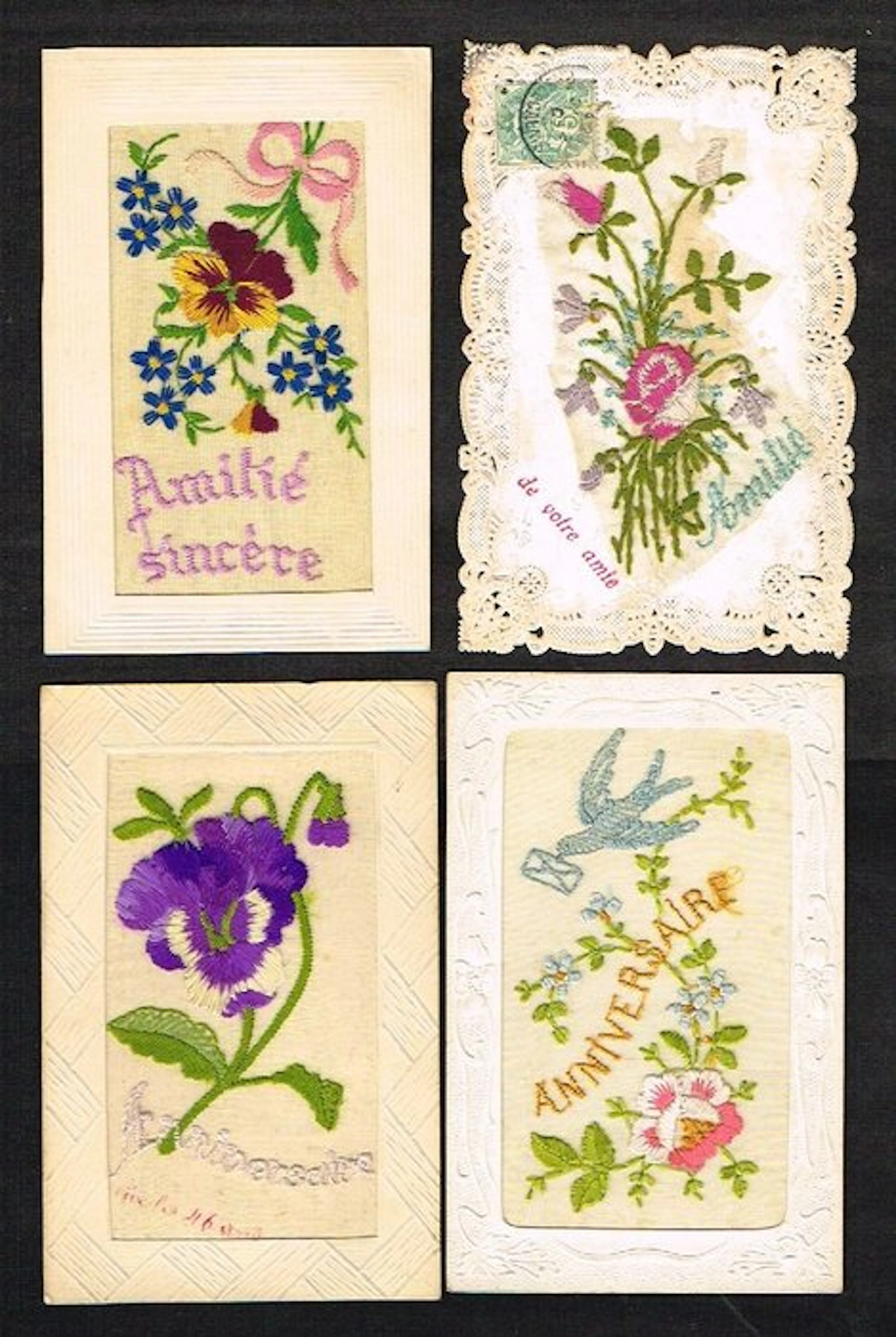 Various greetings — Very nice set of 54 embroidered cards...