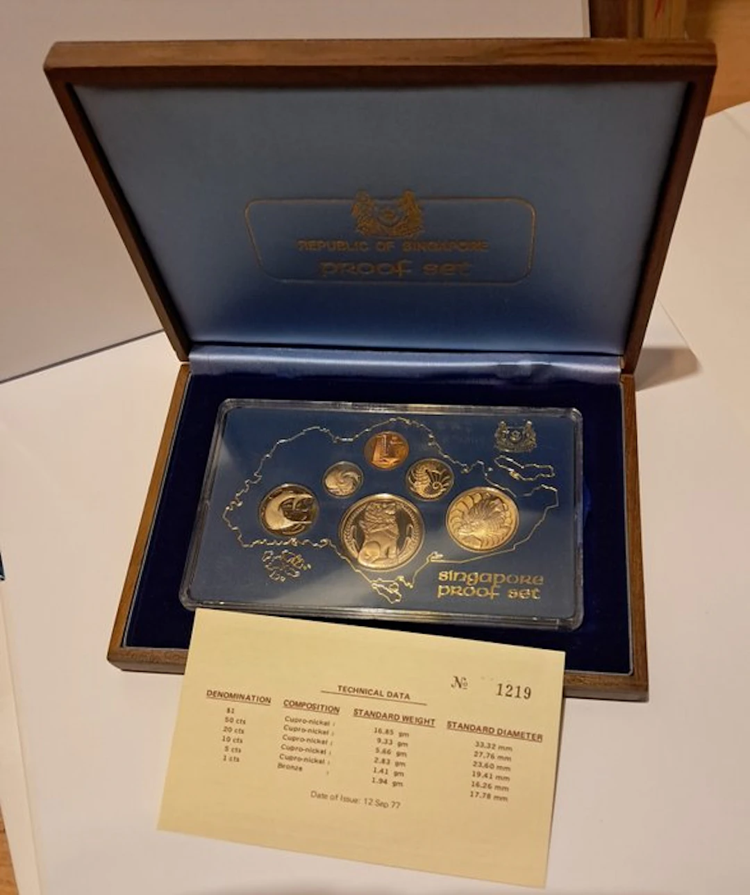 Singapore. Proof Set 1977 Complete Set, 6 munten (No reserve price)