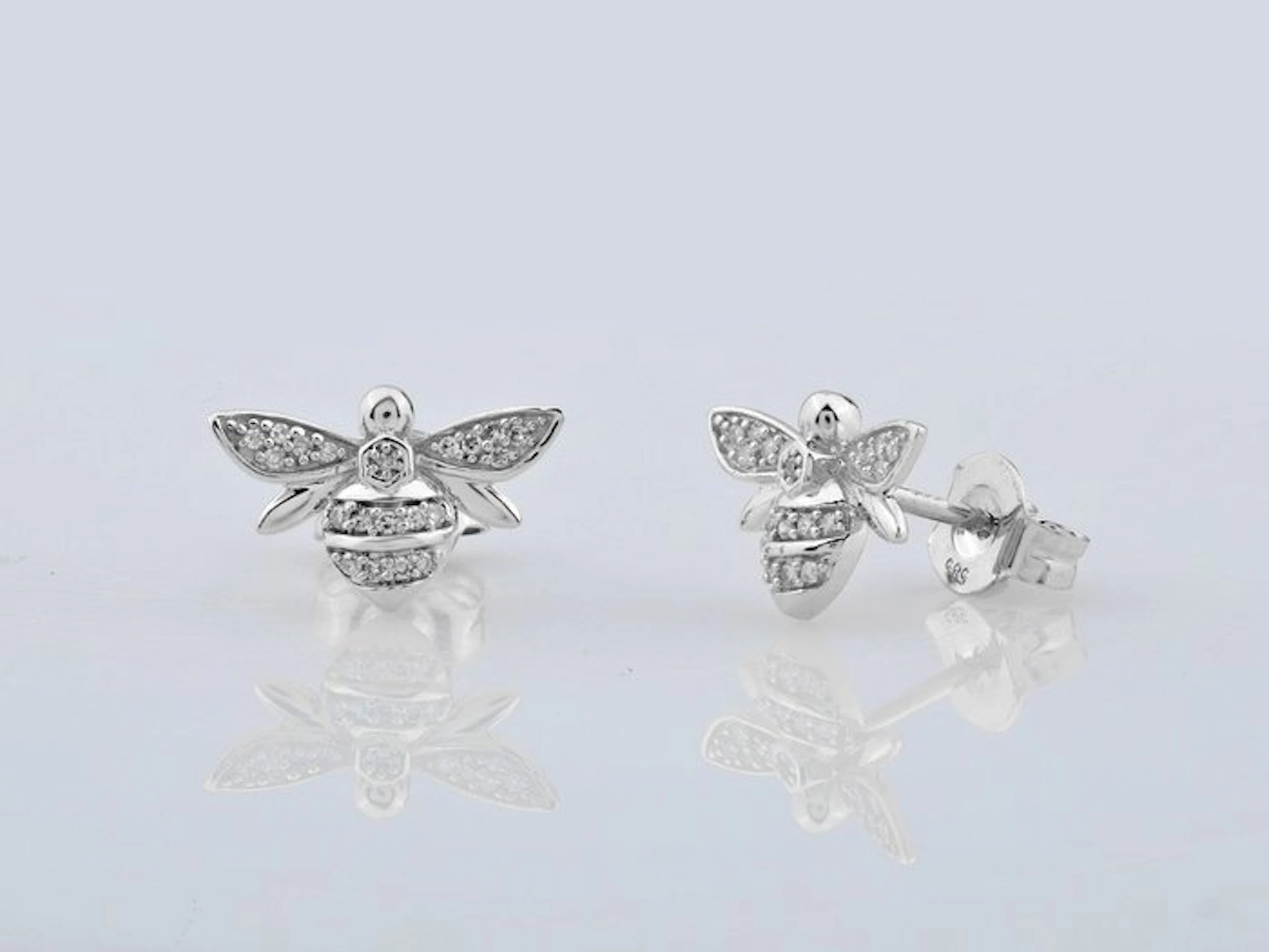 Earrings - 14 kt. White gold - 0.09ct. tw. Diamond (Natural)