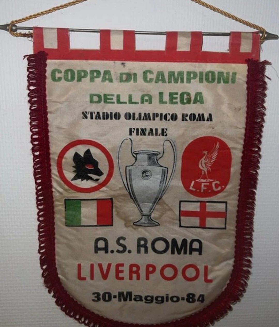coppa dei campioni, roma liverpool - 1984 - Flag / pennant