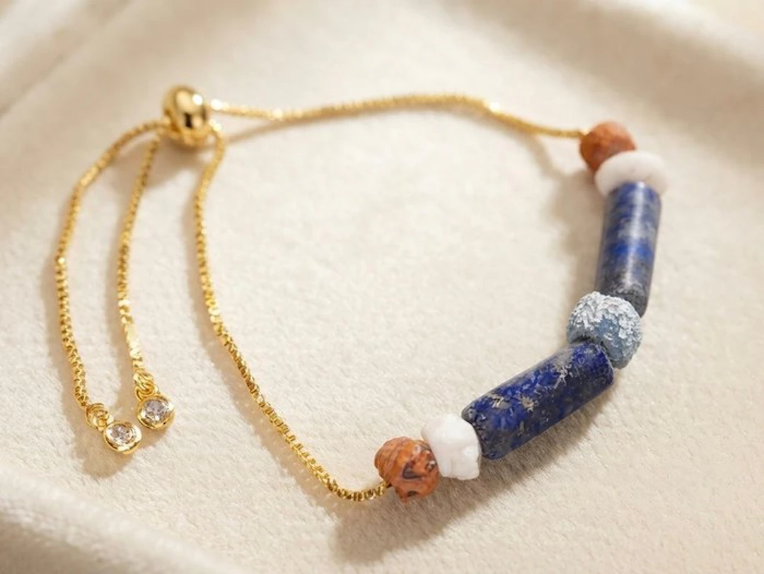 Ancient Egyptian Gold-plated Bead bracelet - Lapis...