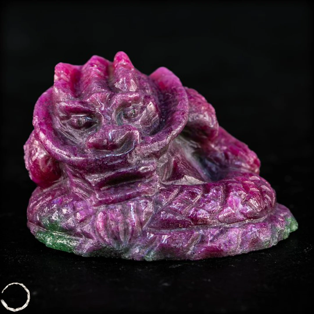 Natural Ruby Lucky Dragon – Powerful carving - 185.20 ct- 37.04 g