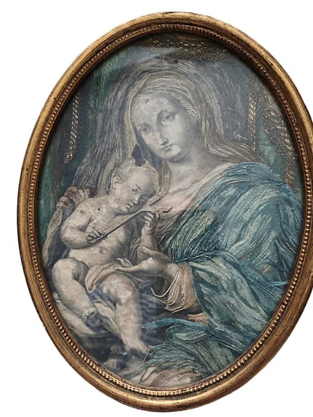 Broderie ancienne 18 ème - Embroidery - 25 cm - 20 cm