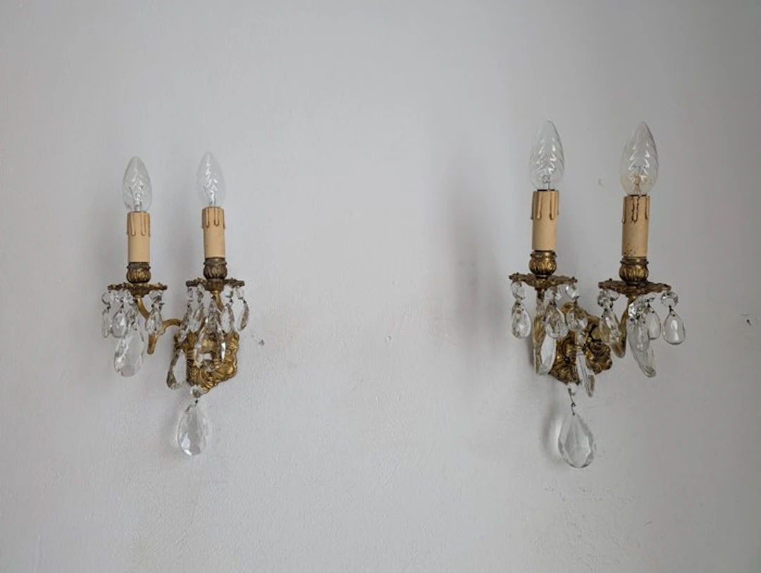 Wall sconce (2) - Bronze - Crystal