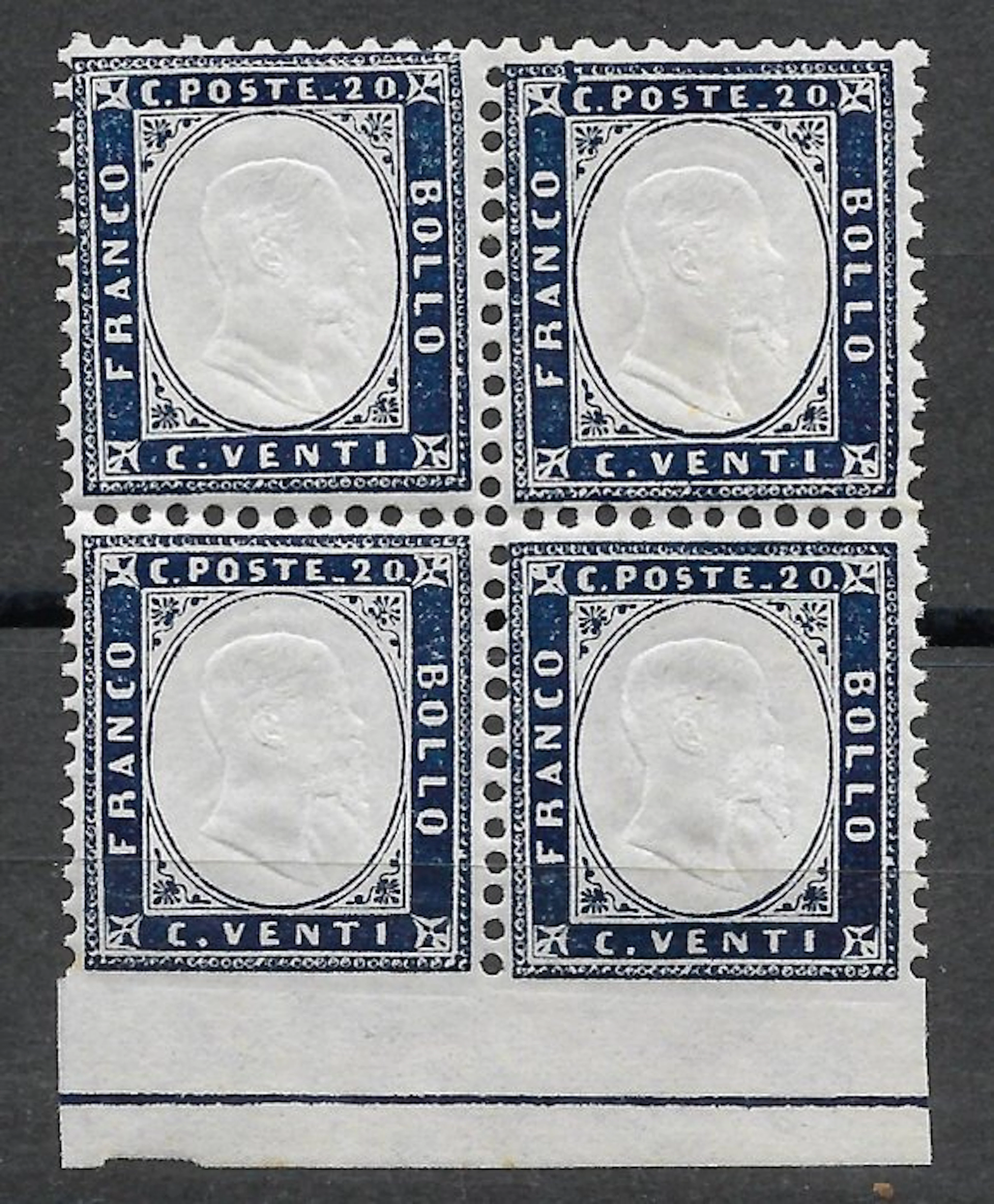 Italy Kingdom - 1862 - Block of four