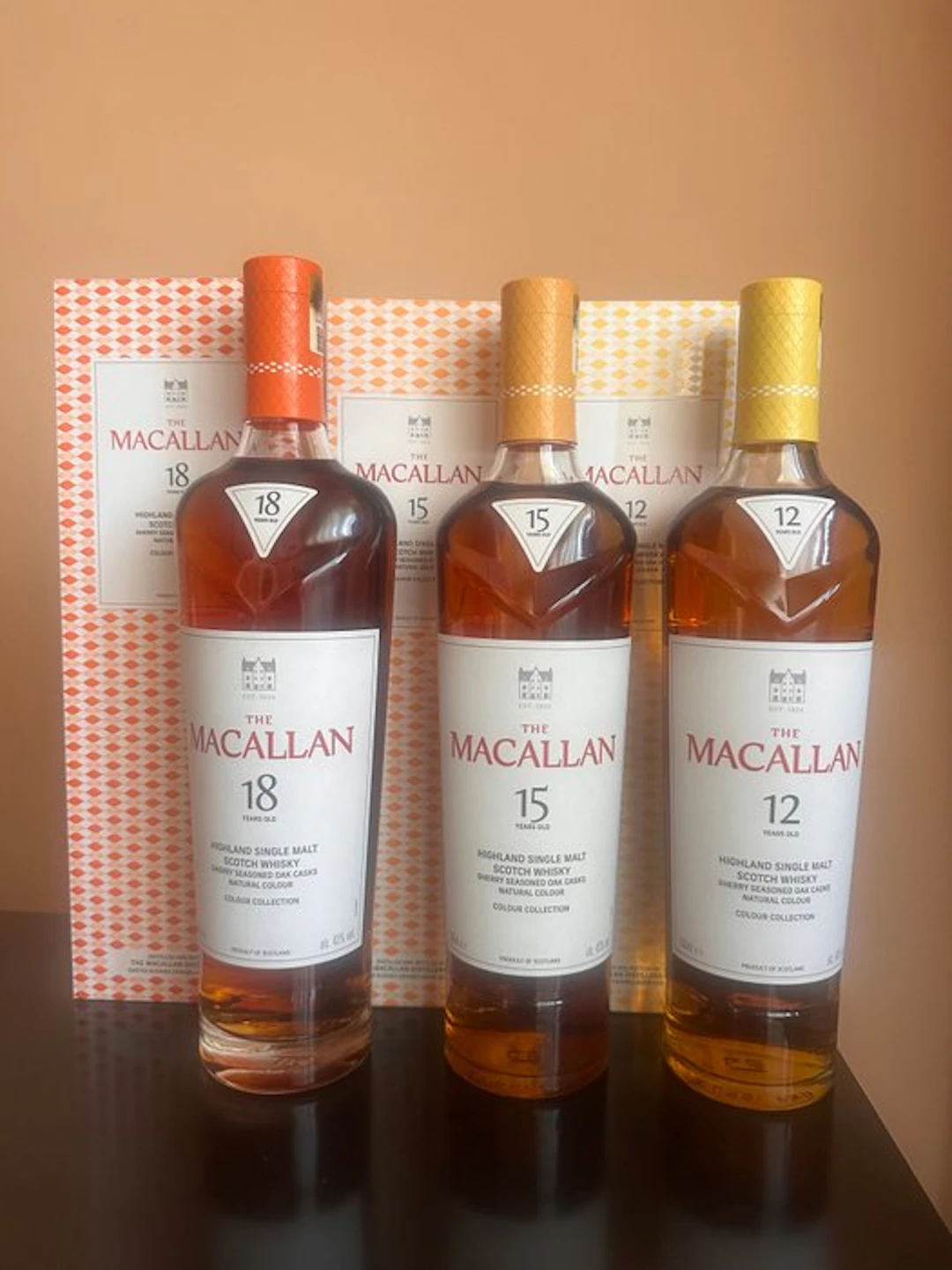 Macallan Colour Collection: 12yo - 15yo - 18yo - 700ml - 3 bottles