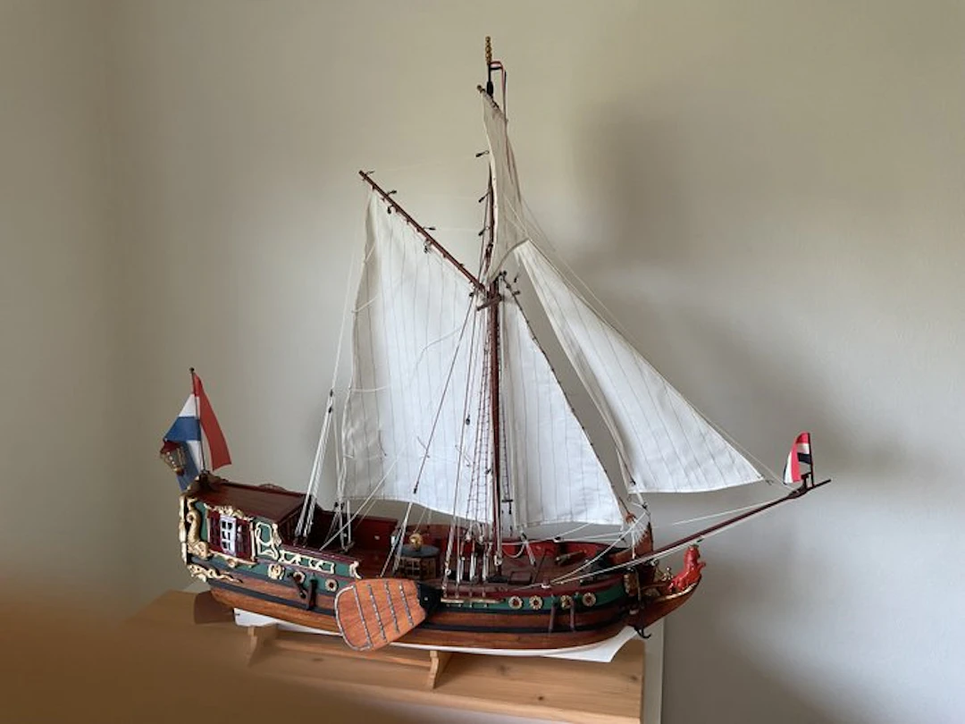 Ship diorama - Balsa, Mahogany, Oak, Beech - Model of STATENJACHT