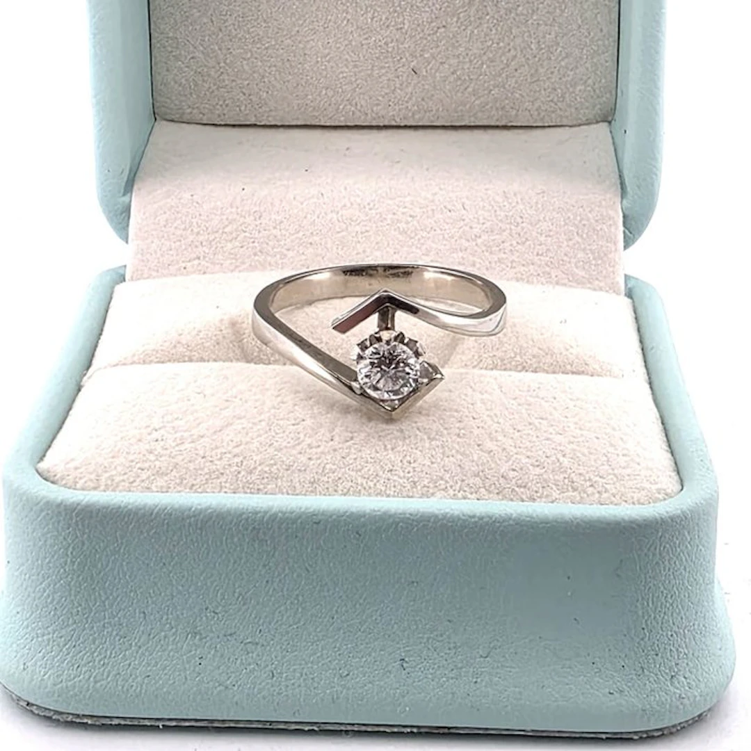 Ring - 18 kt. White gold - 0.40ct. tw. Diamond (Natural)