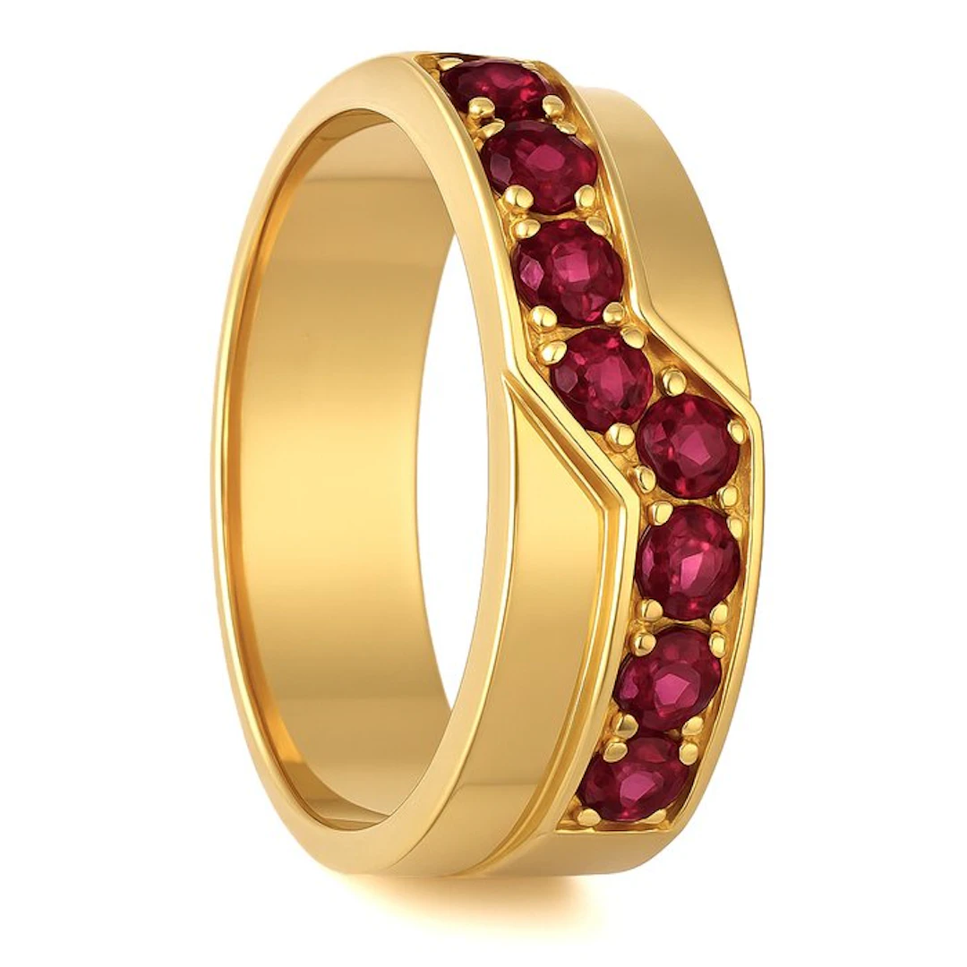 Ring - 18 kt. Yellow gold - 0.40ct. tw. Ruby - Made in Italy - Handmade