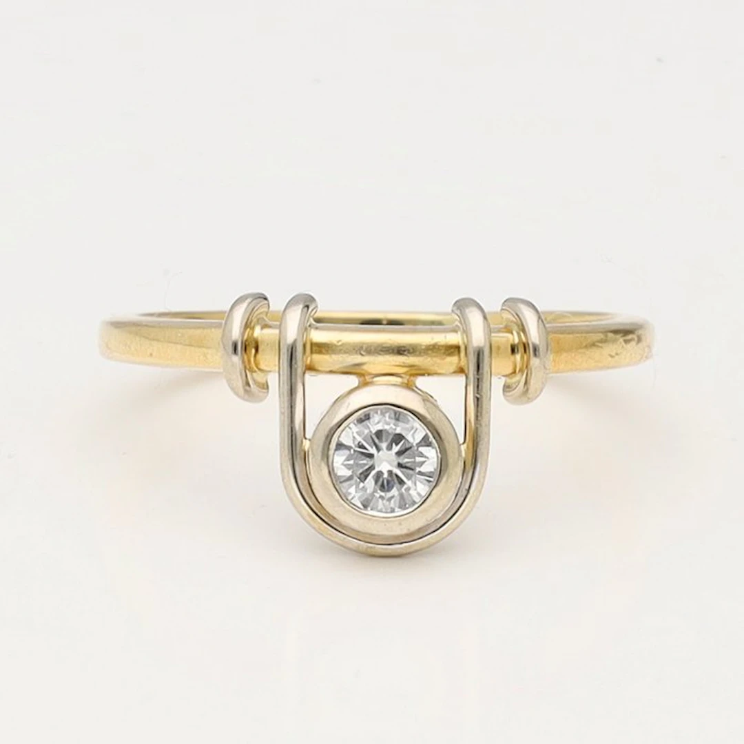 Ring - 18 kt. Yellow gold, White gold - 0.25ct. tw. Diamond (Natural)