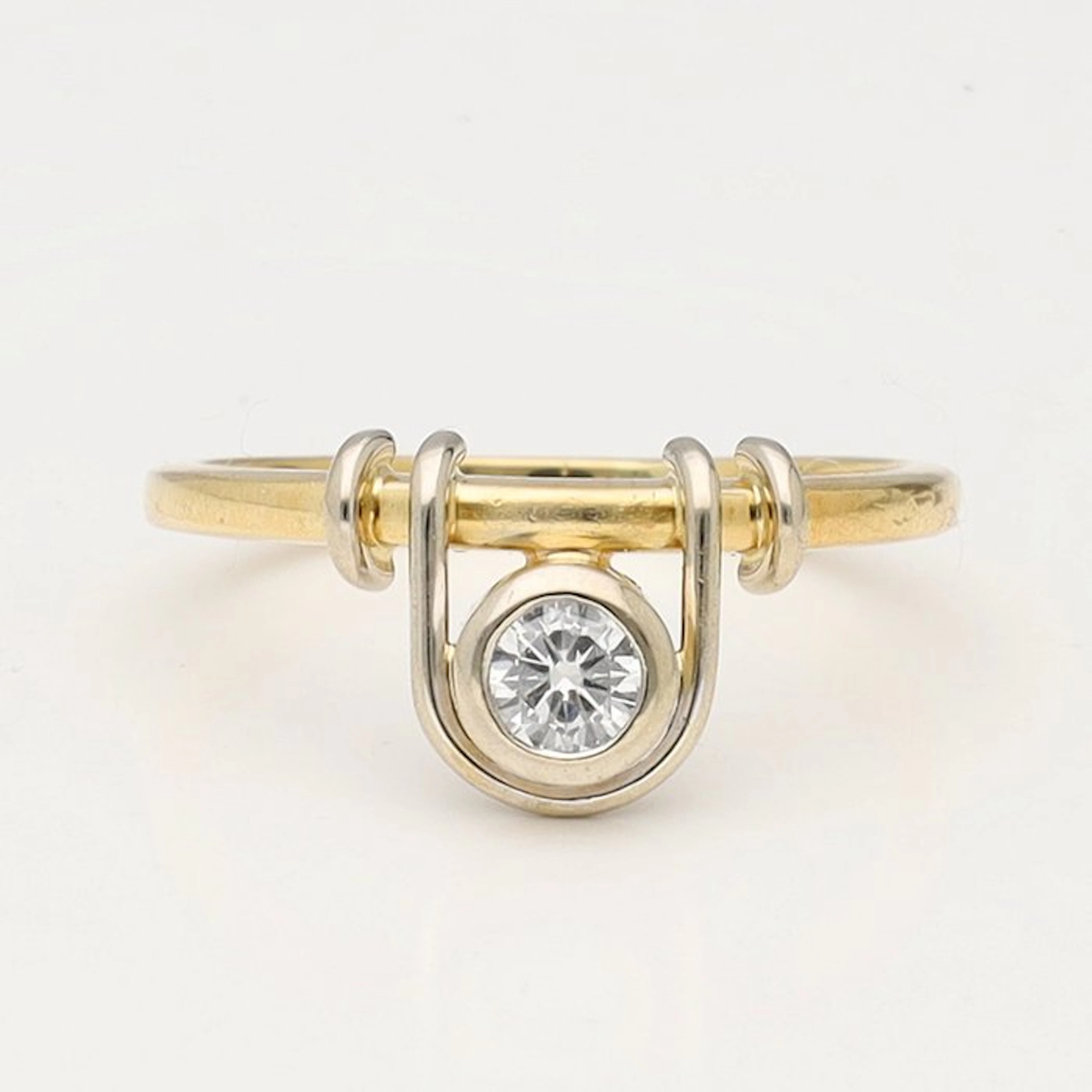 Ring - 18 kt. Yellow gold, White gold - 0.25ct. tw. Diamond (Natural)