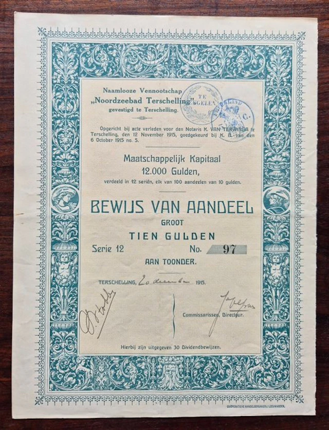 Netherlands. 10 Gulden - 1915 Noordzeebad Terschelling