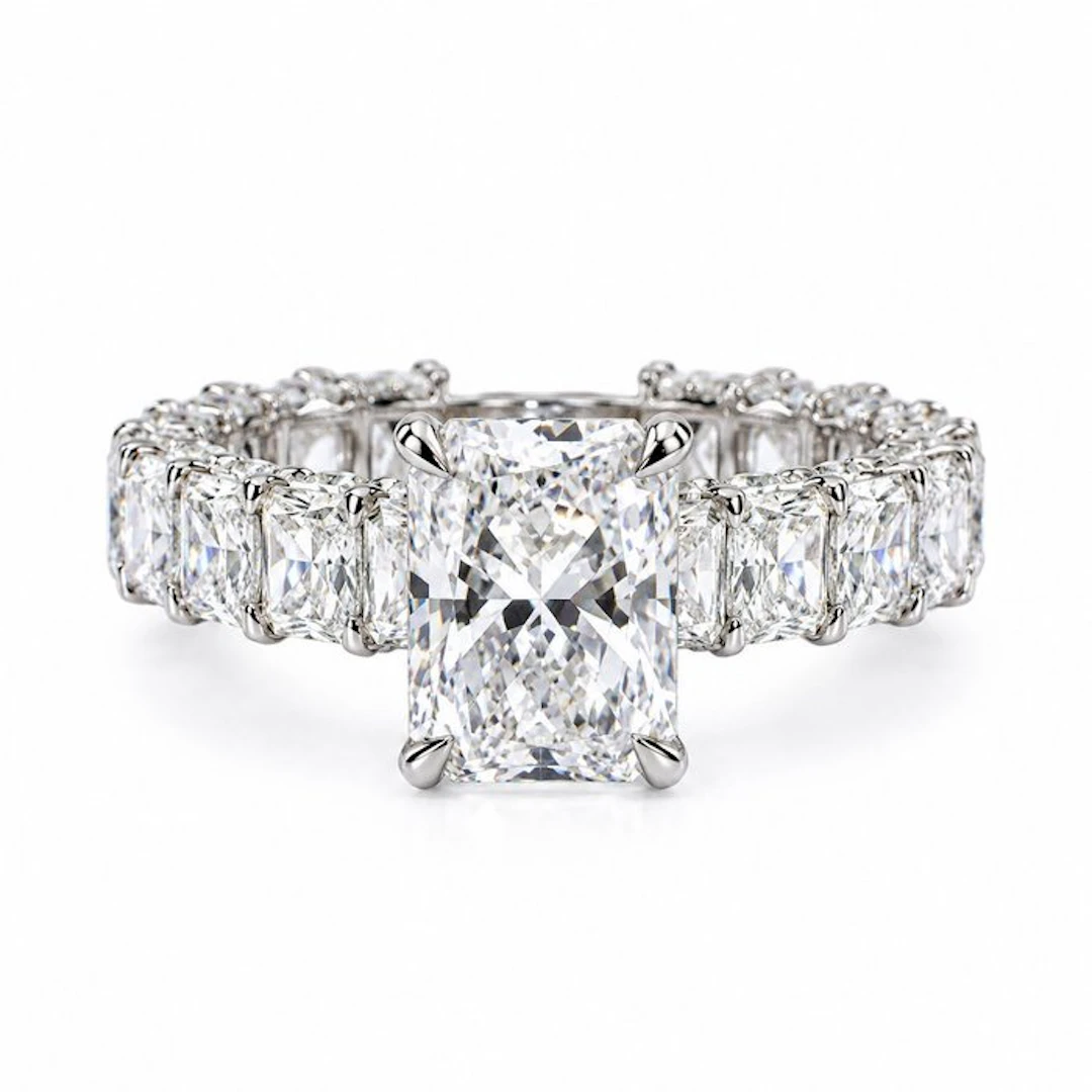 Ring - 18 kt. White gold - 8.01ct. tw. Diamond (Lab-grown) - Diamond