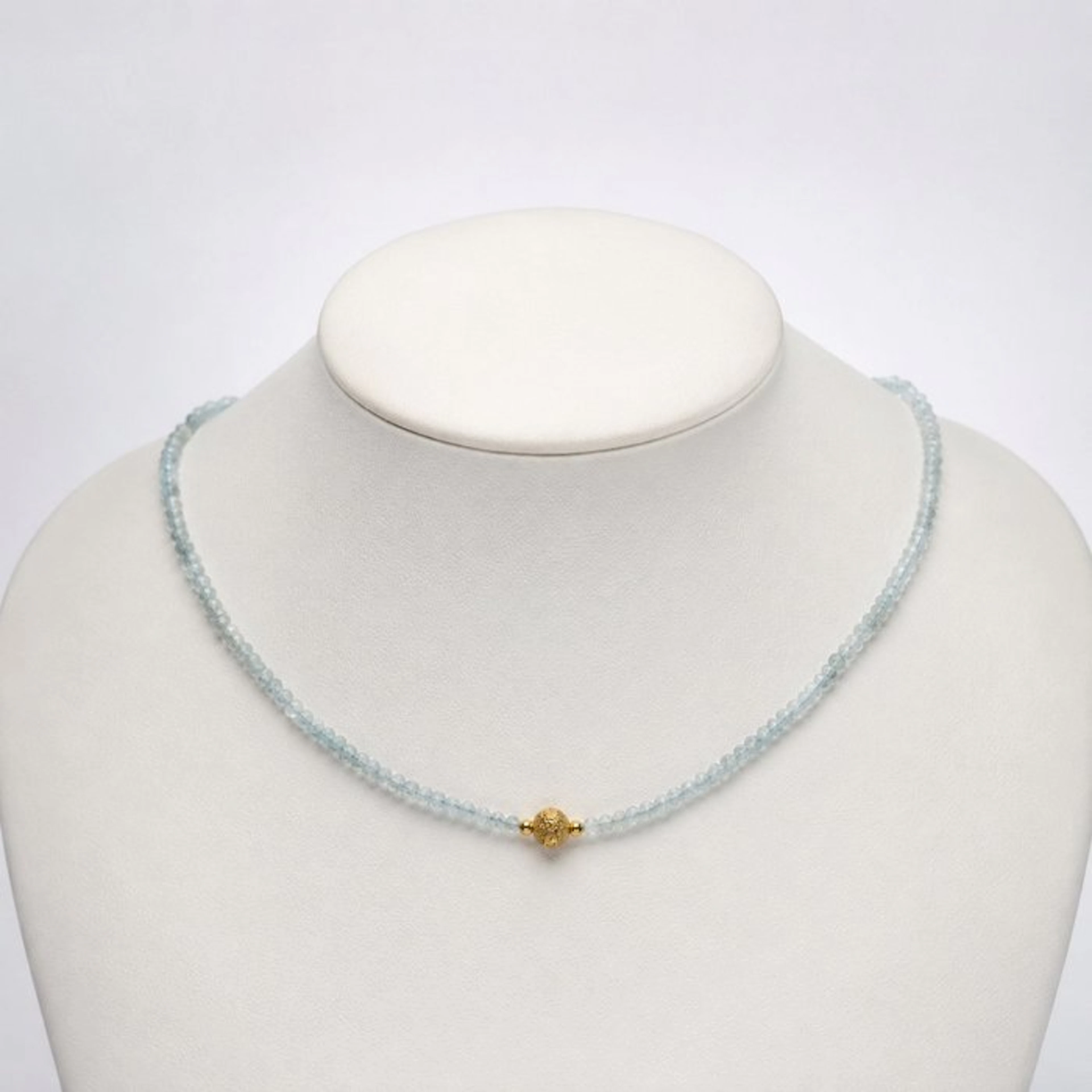 No reserve price - Necklace - 18 kt. Yellow gold Aquamarine