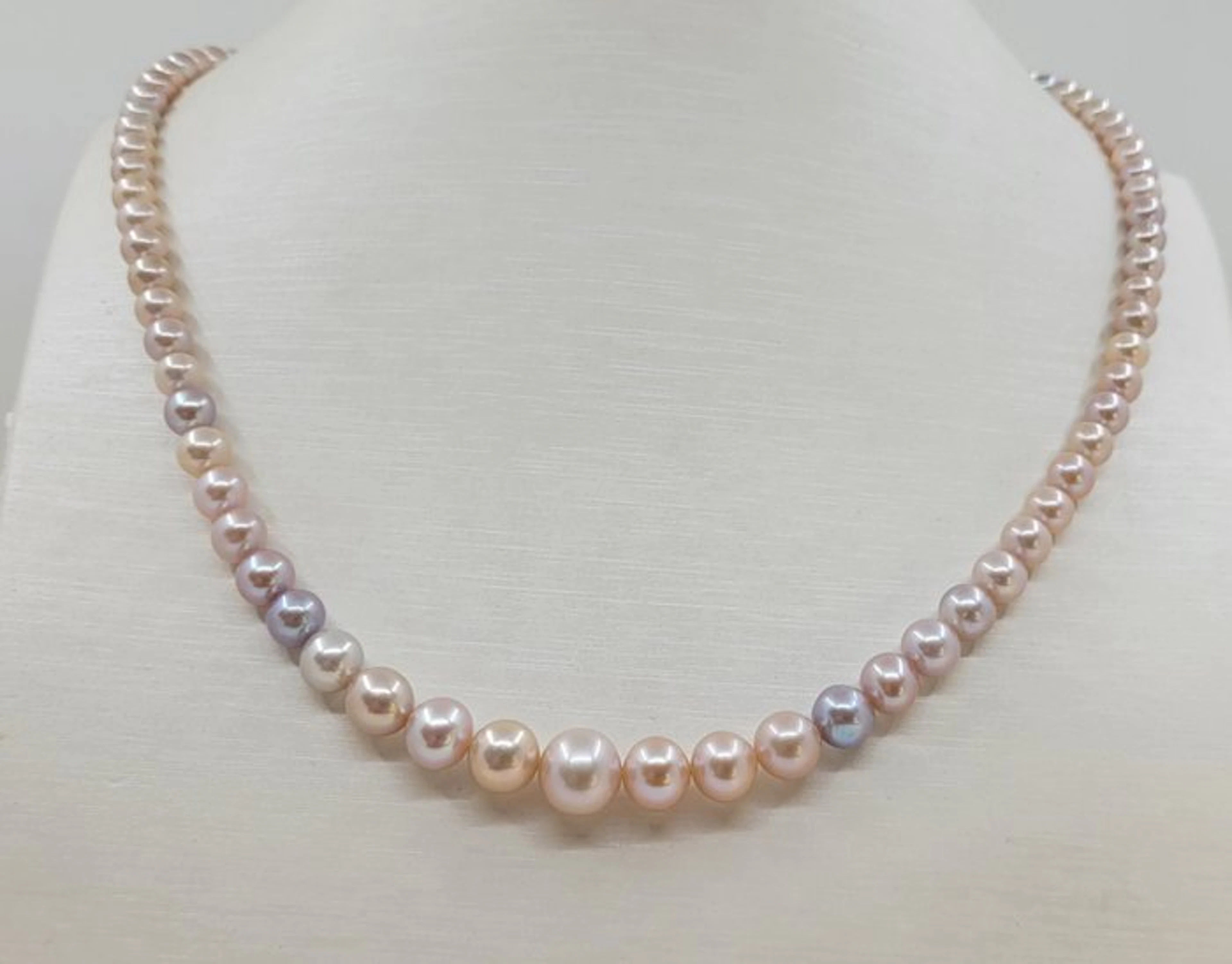 No reserve price - Necklace Silver, 5x9mm Multi Pink Edison Pearls