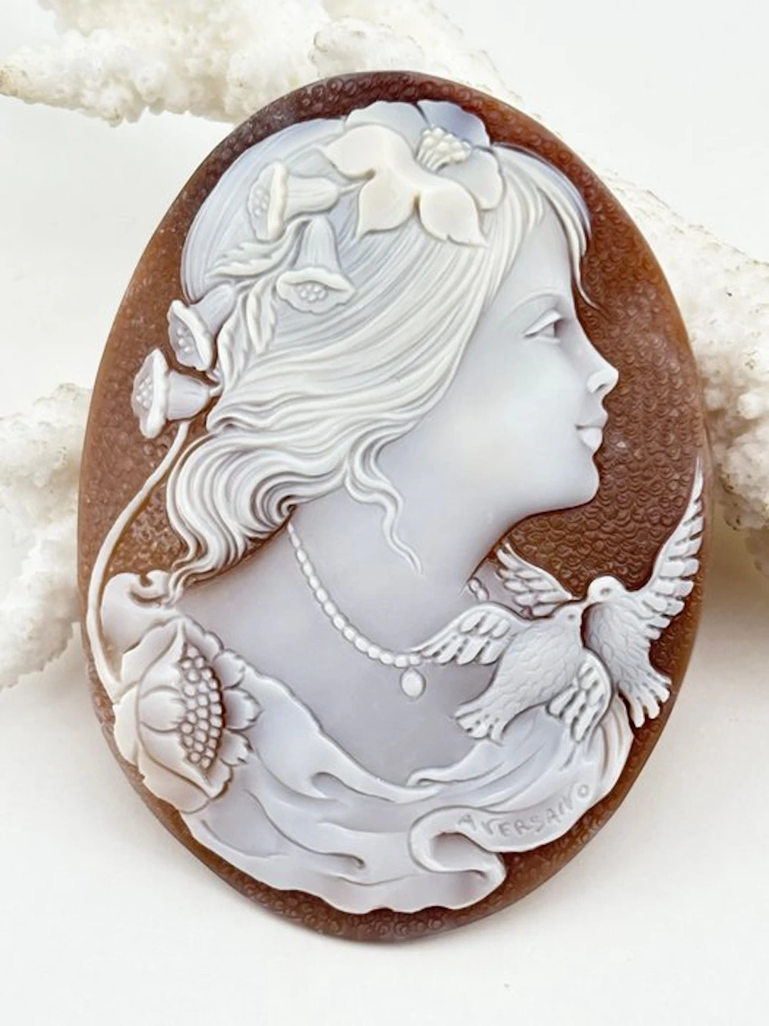 Cassis madagascariensis Cameo - Hand-carved cameo