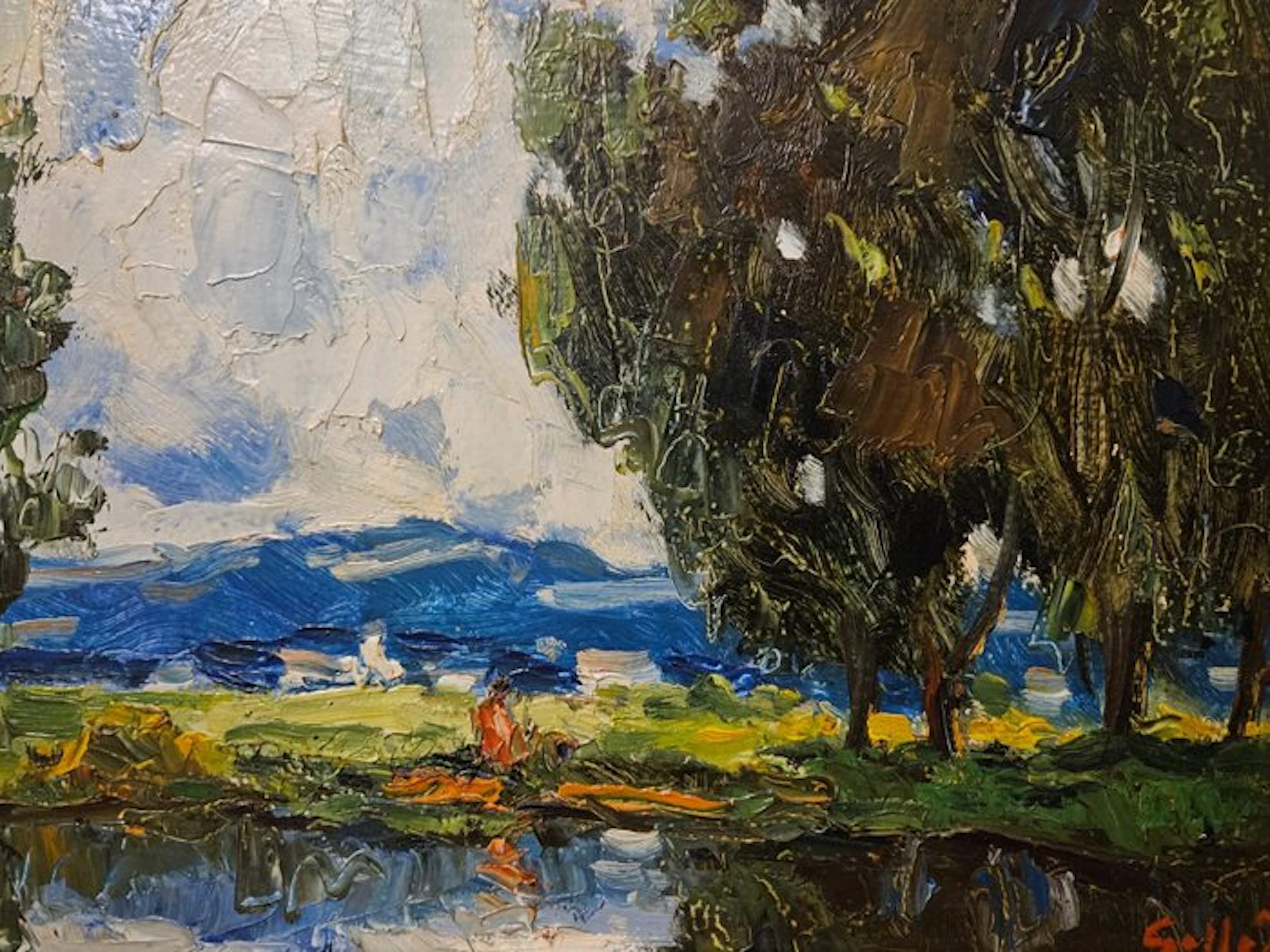 Escuela Fauvista Europea (XX) - Paisaje en Malvas
