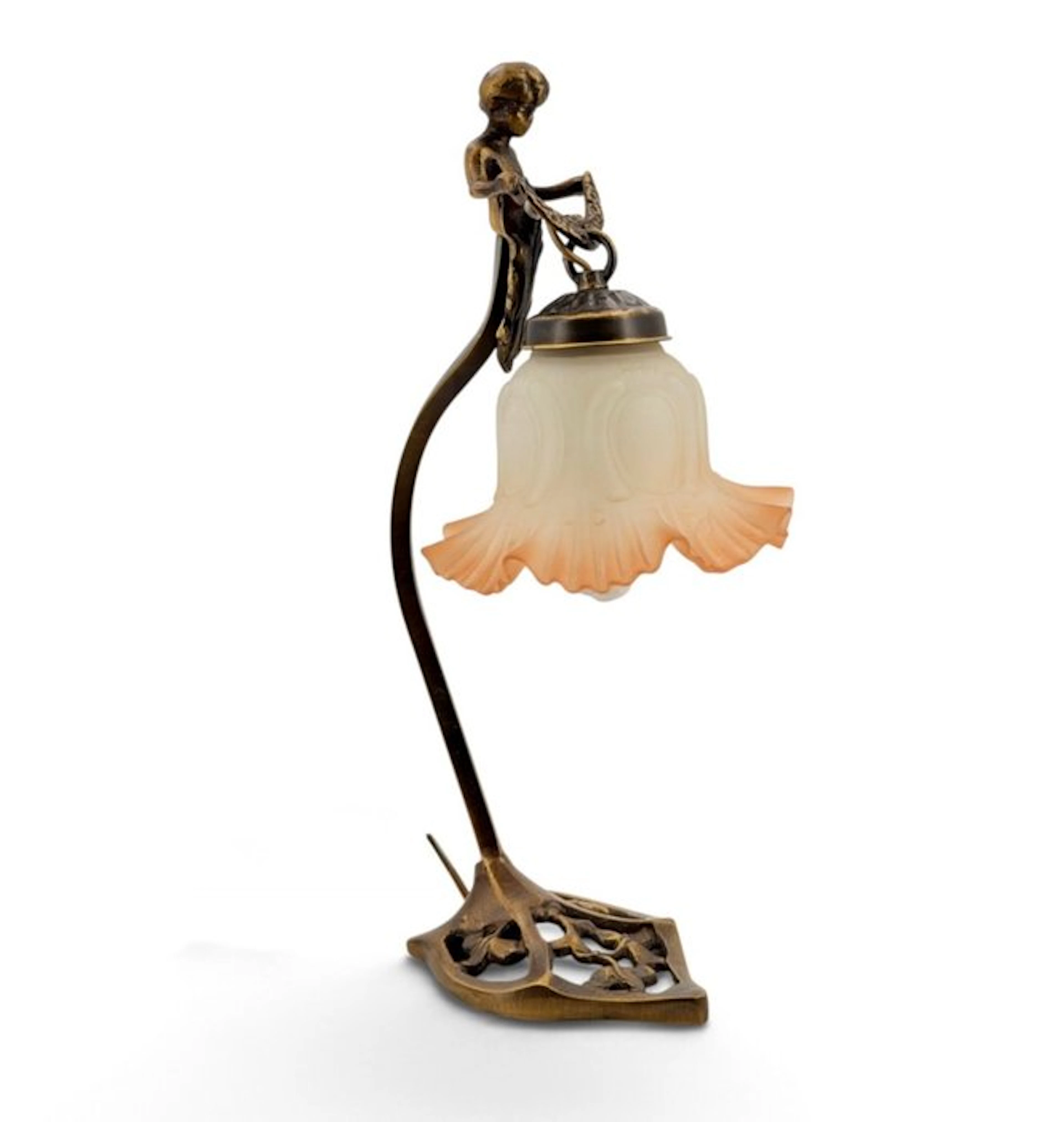 Table lamp - Art Nouveau - Brass - Cherub