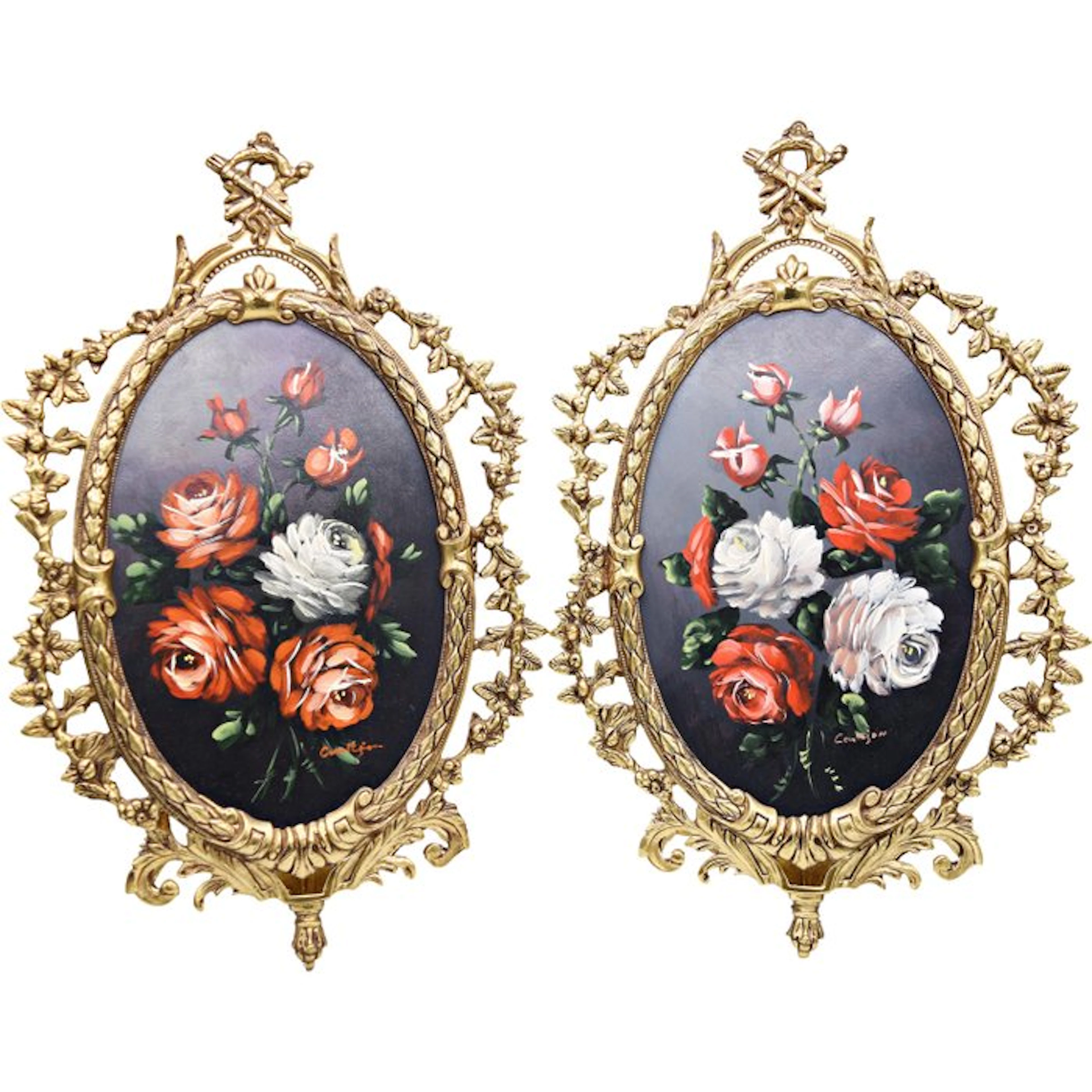 Frame (2)- Ornamented with filigree and rocaille - Bronze